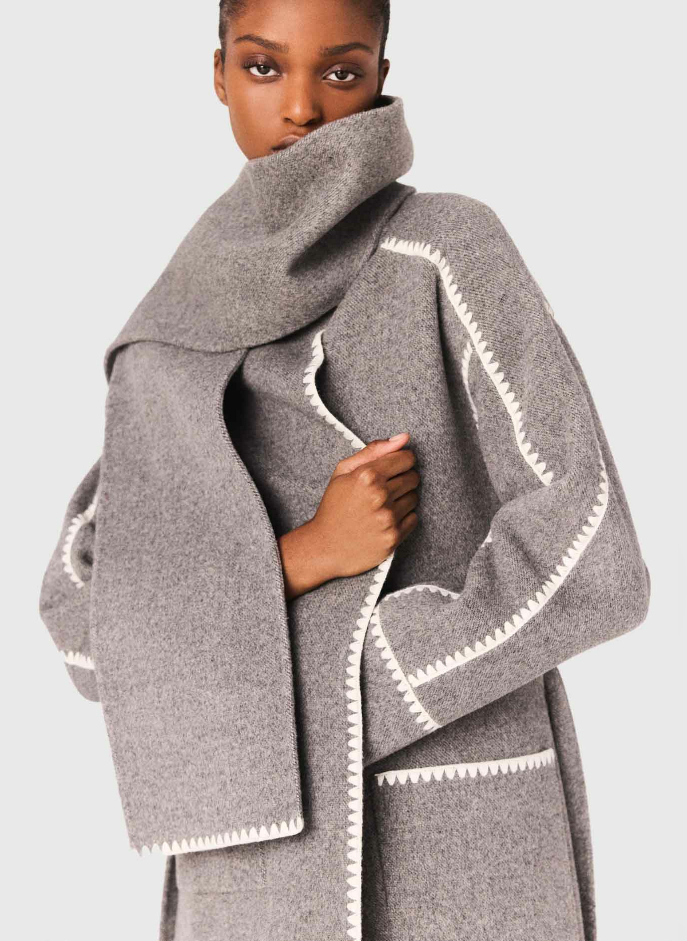 Manteau col rond en laine mélangée MAJE Gris