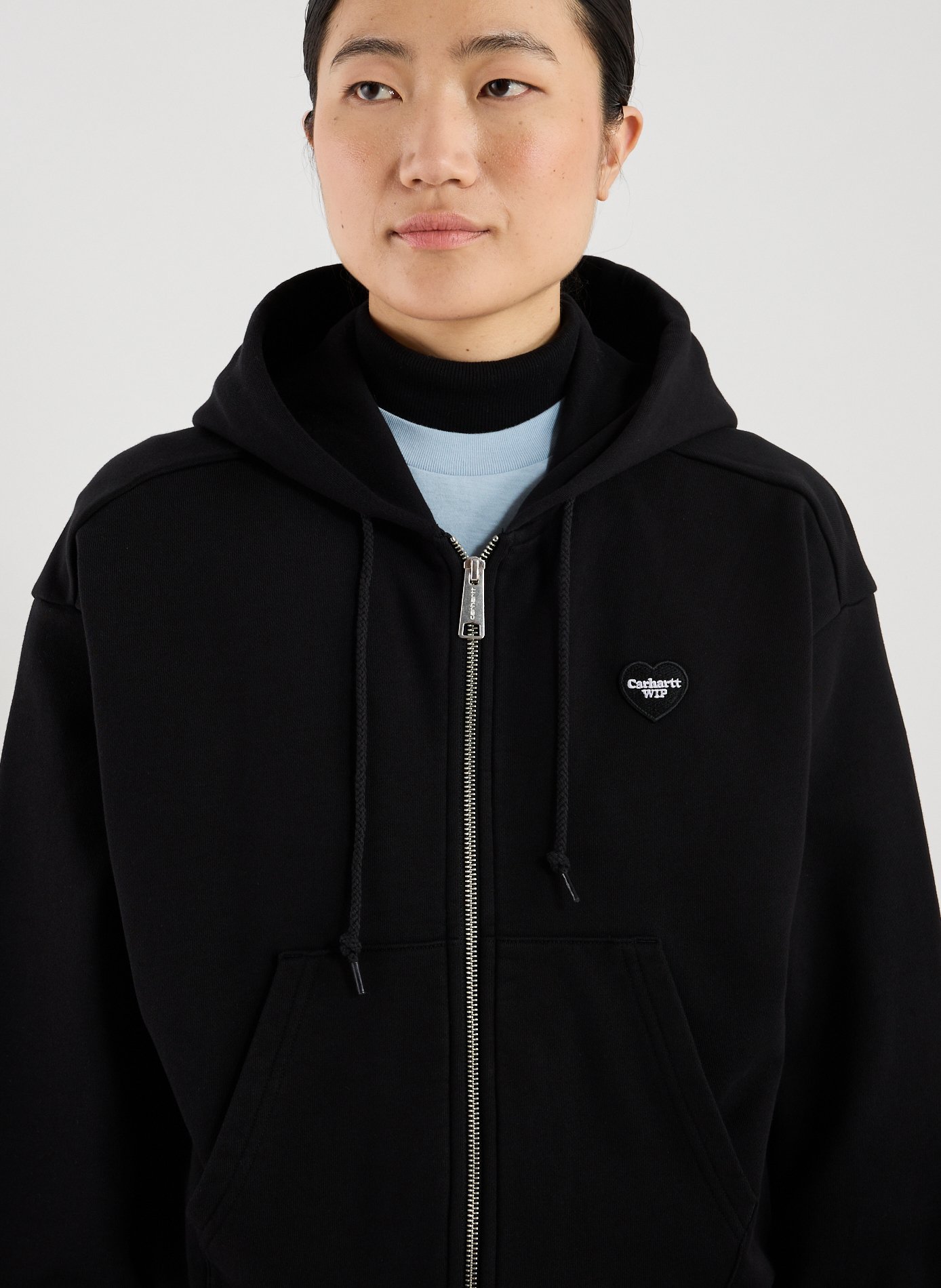 Hoodie zippé imprimé en coton CARHARTT WIP Noir