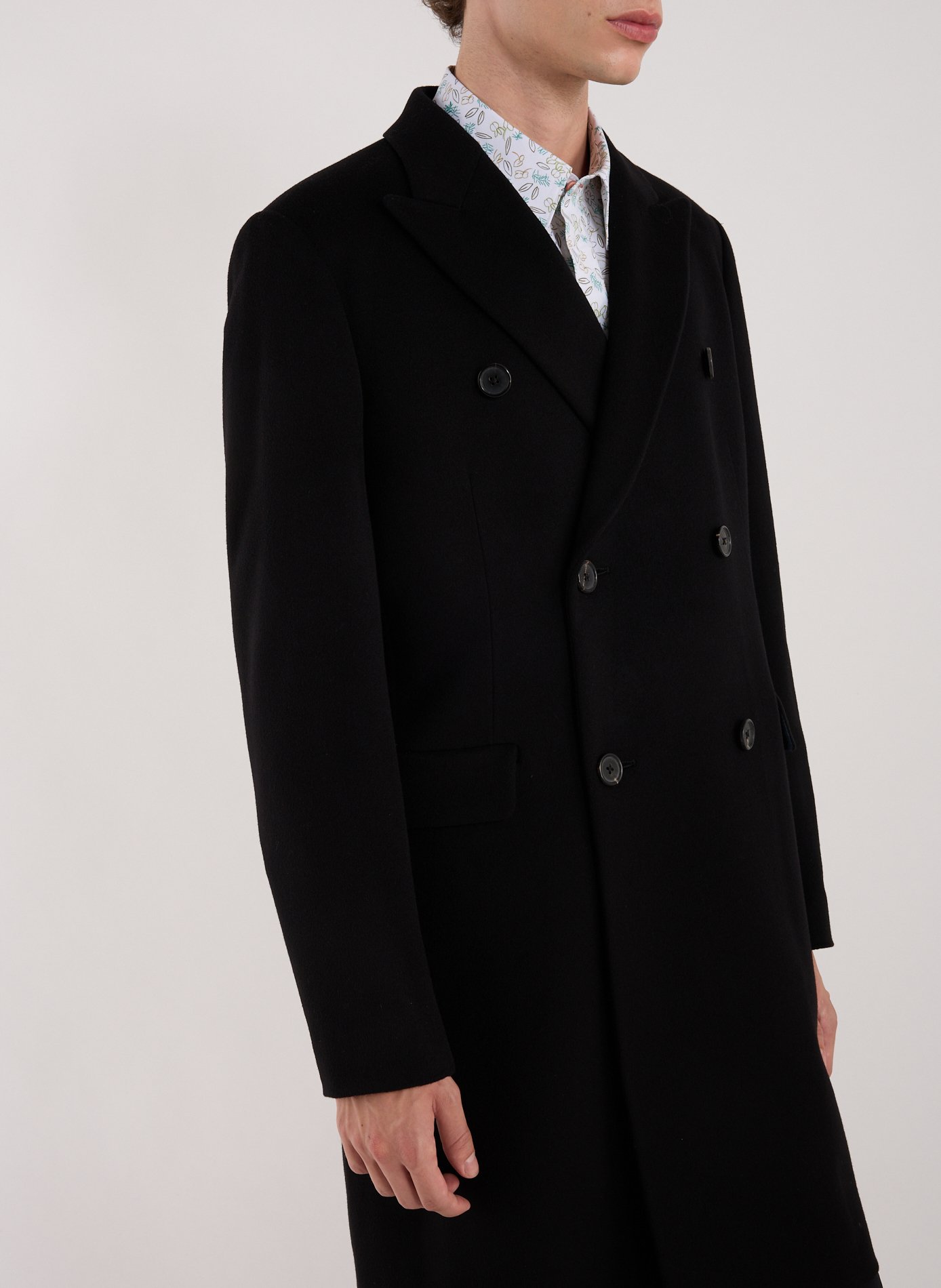 Straight cut coat in wool and cashmere blend PAUL SMITH Black