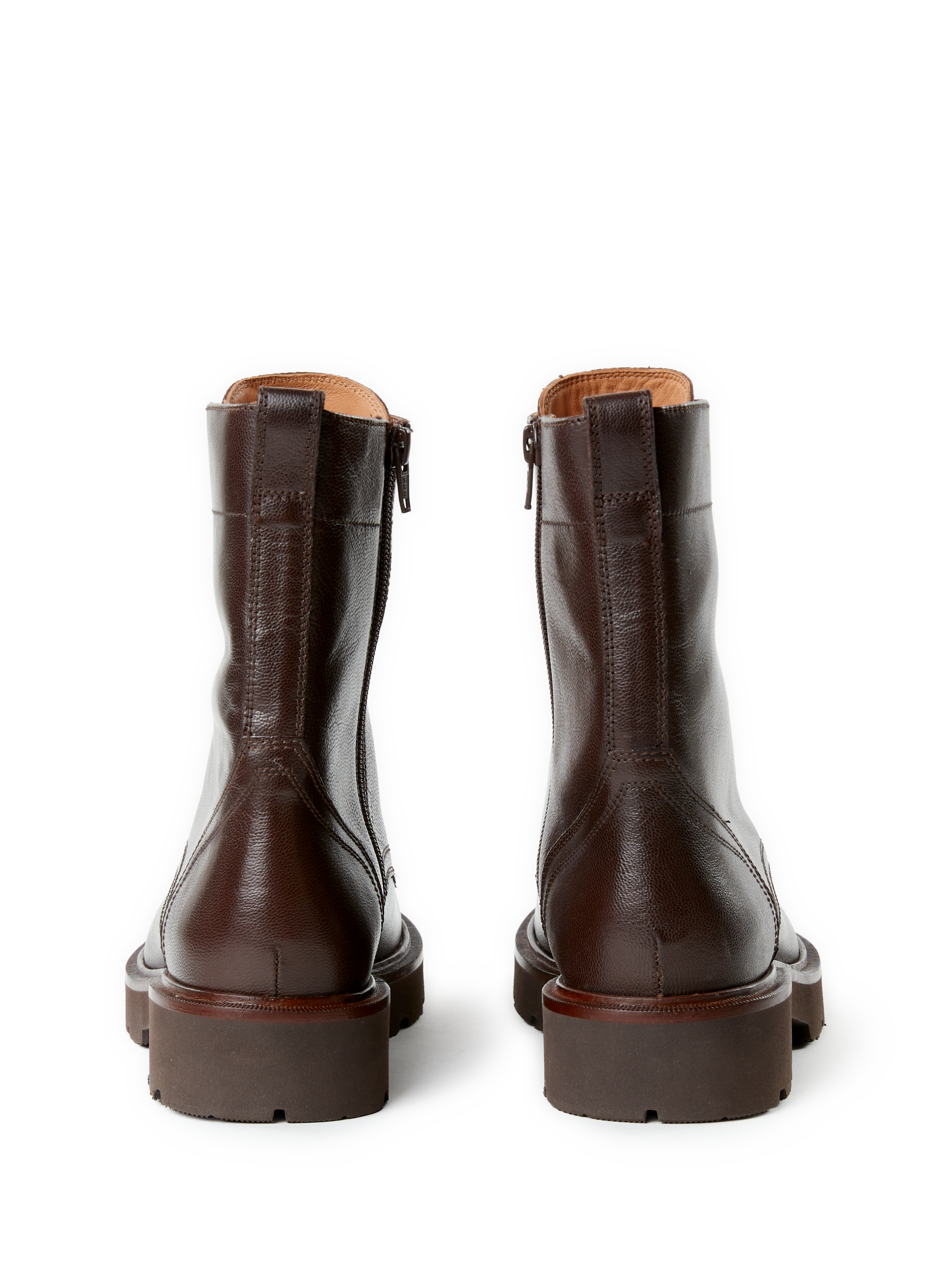 Bottines crantées à lacets en cuir GEOX Marron