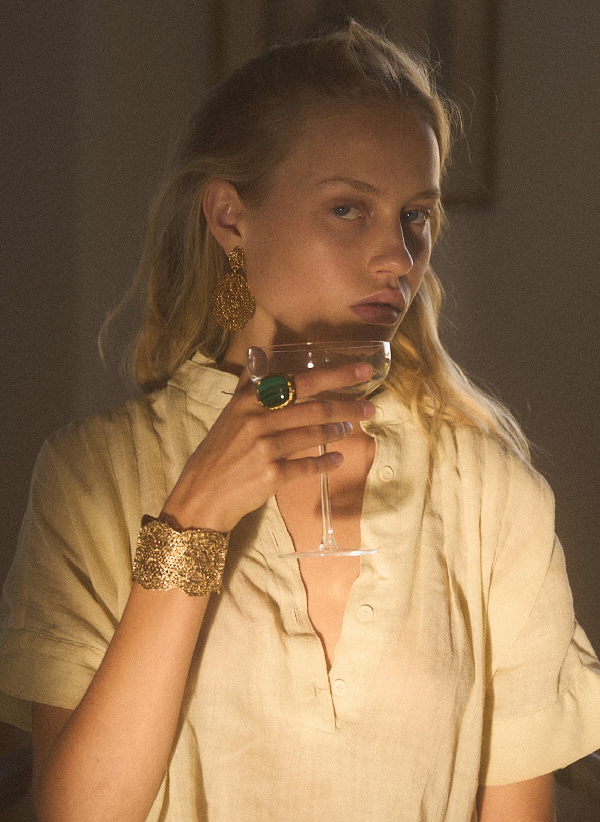 Malachite Miki ring AURELIE BIDERMANN Golden