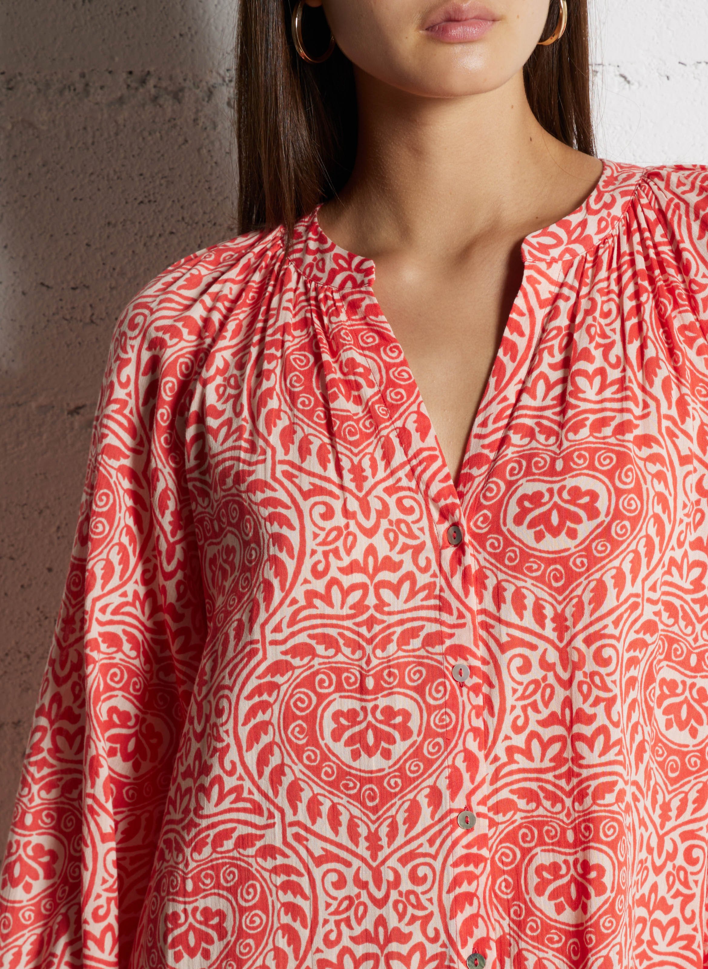 Robe midi en coton imprimé romana MAISON 123 Orange