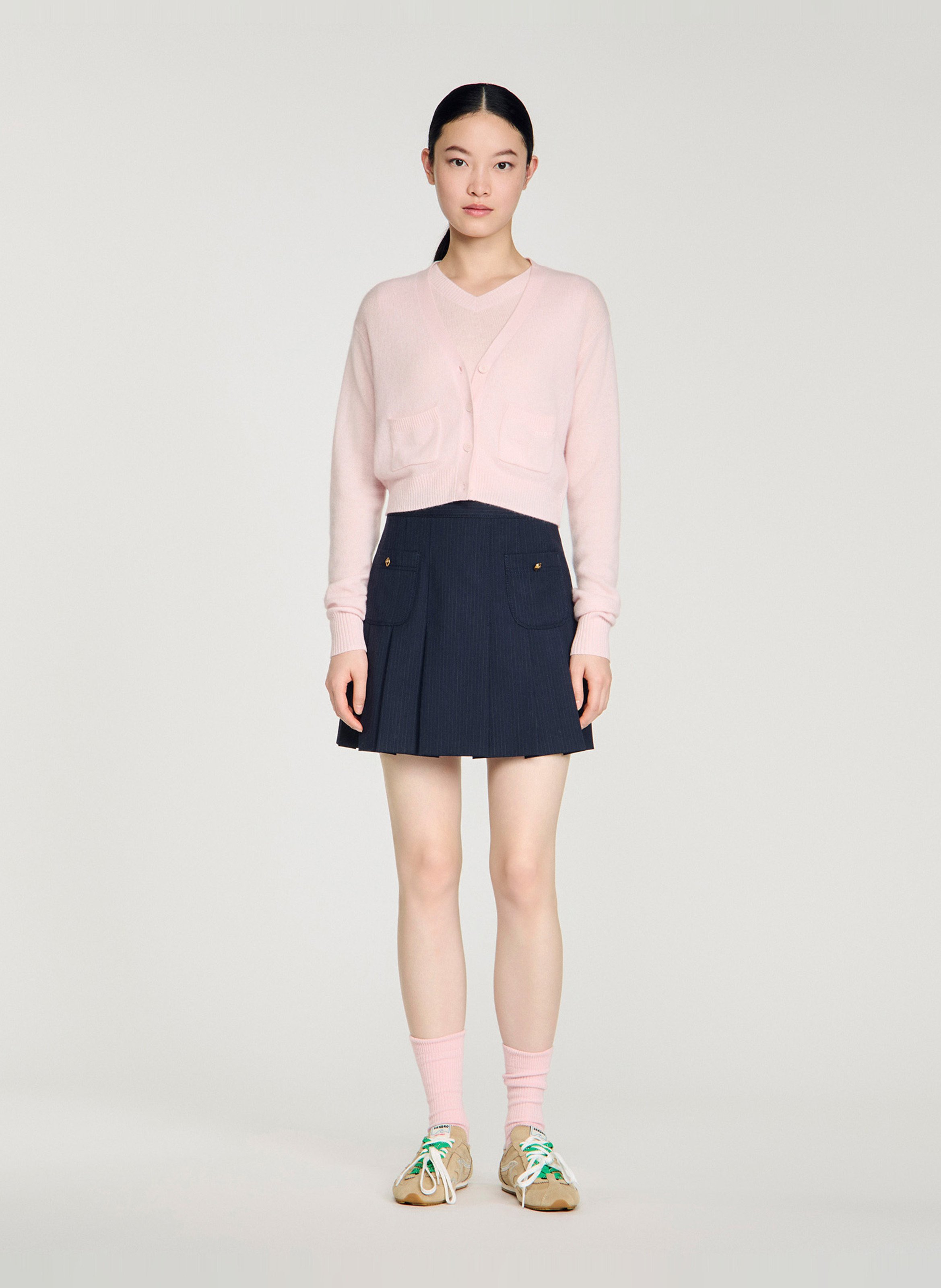 Gilet col v en laine mélangée SANDRO Rose