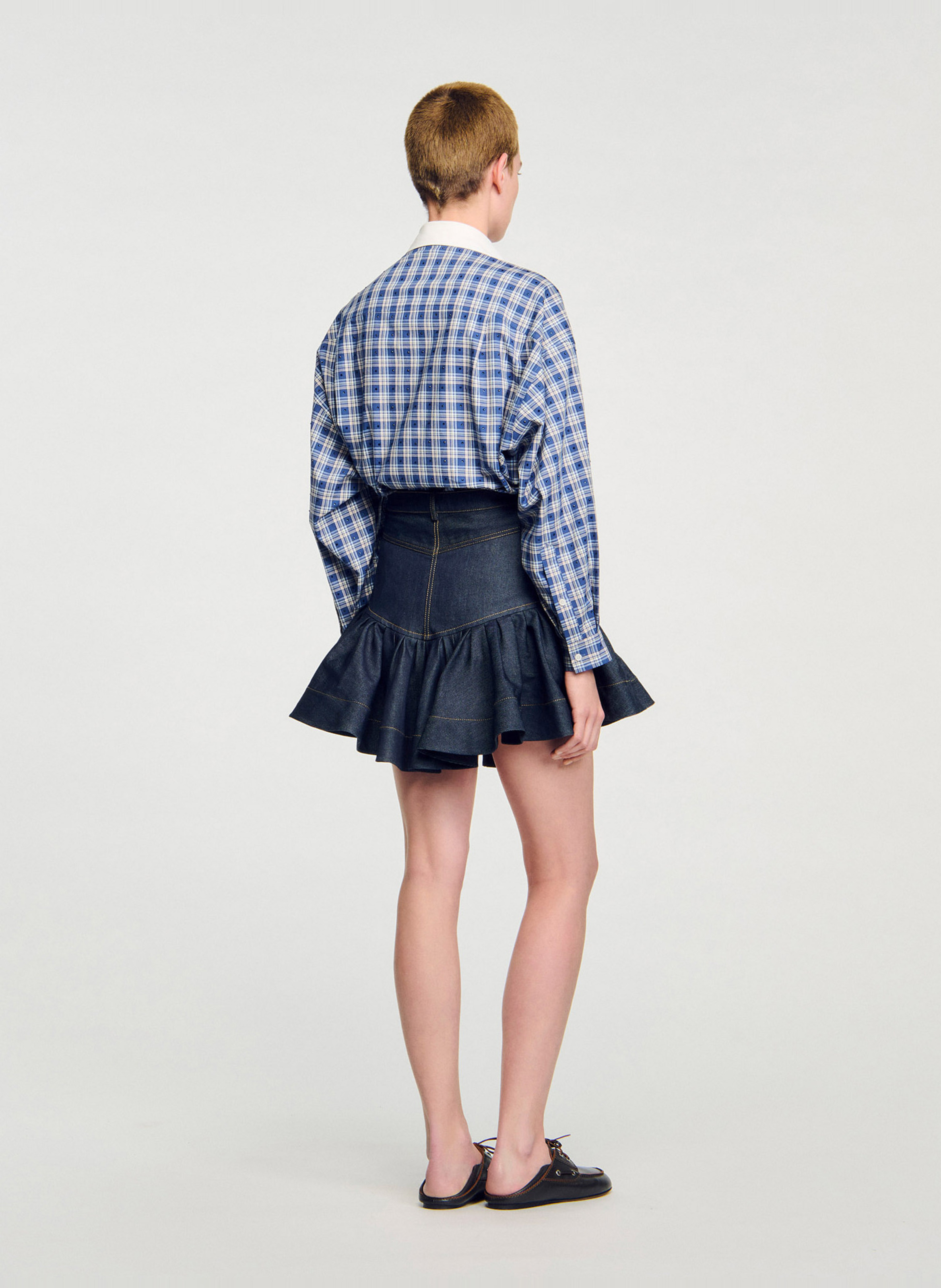 Jupe courte en denim Bleu