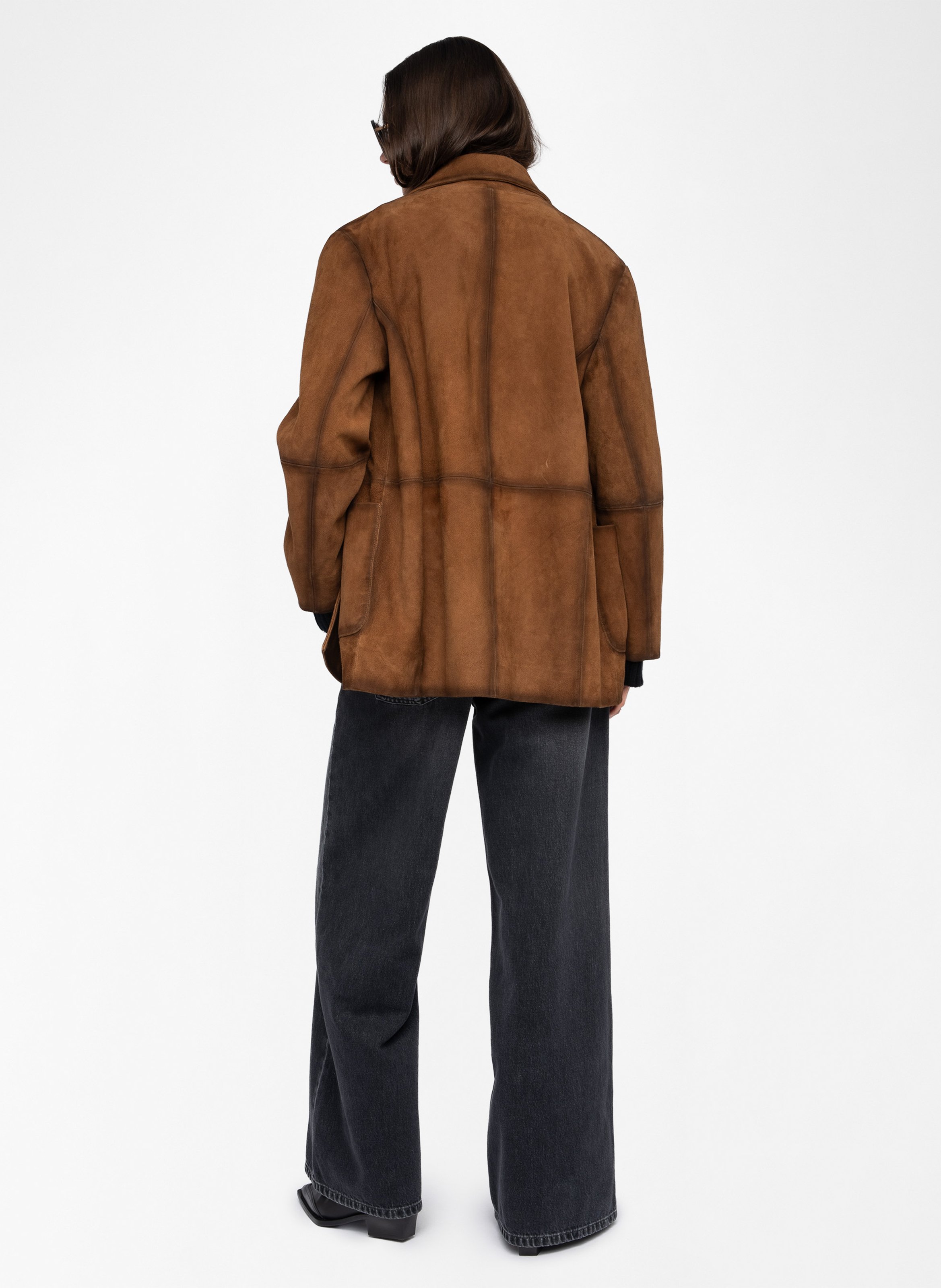 Blouson col classique en cuir venezia ZADIG&VOLTAIRE Marron