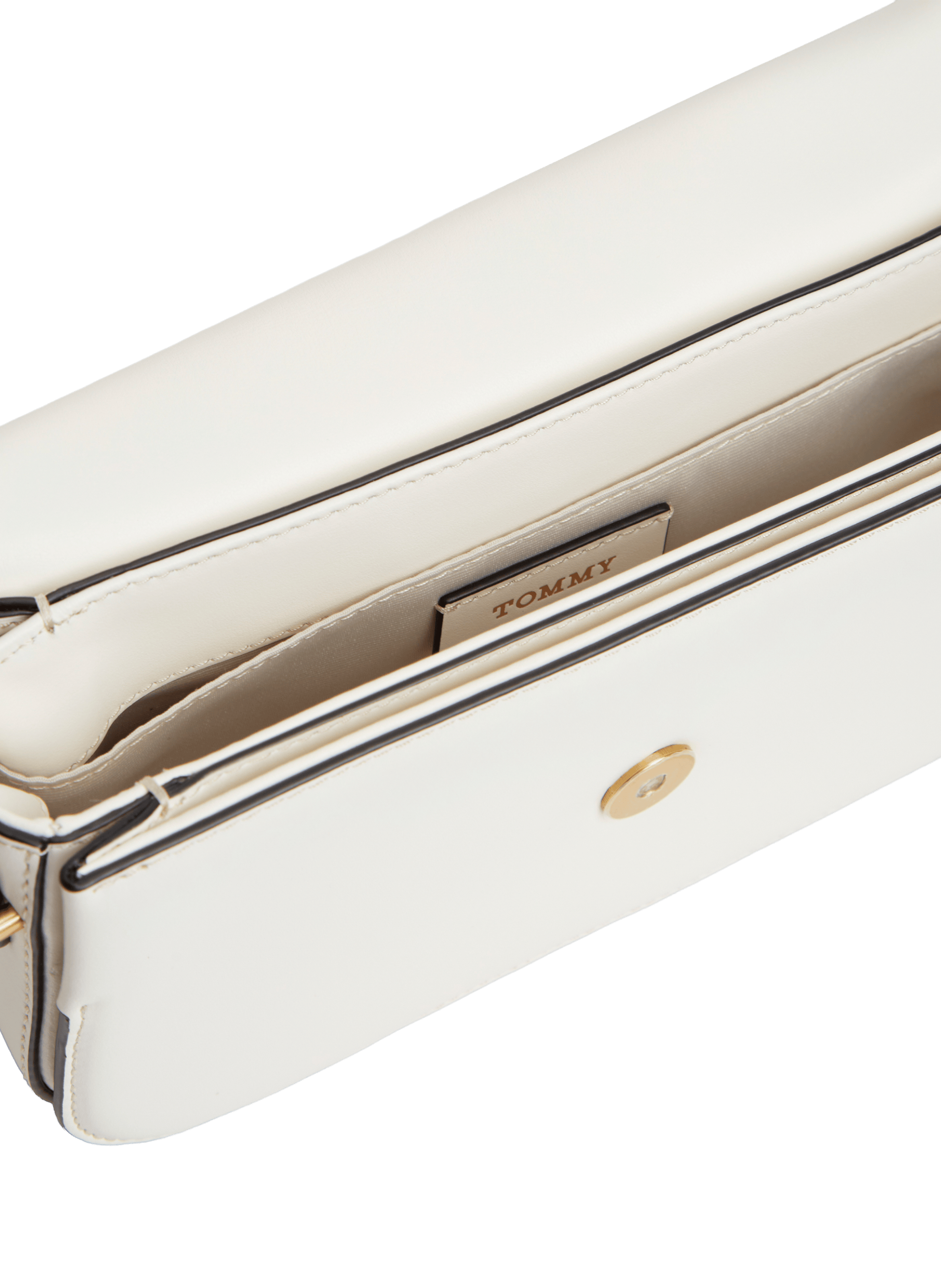 Logo leather shoulder bag TOMMY HILFIGER Beige