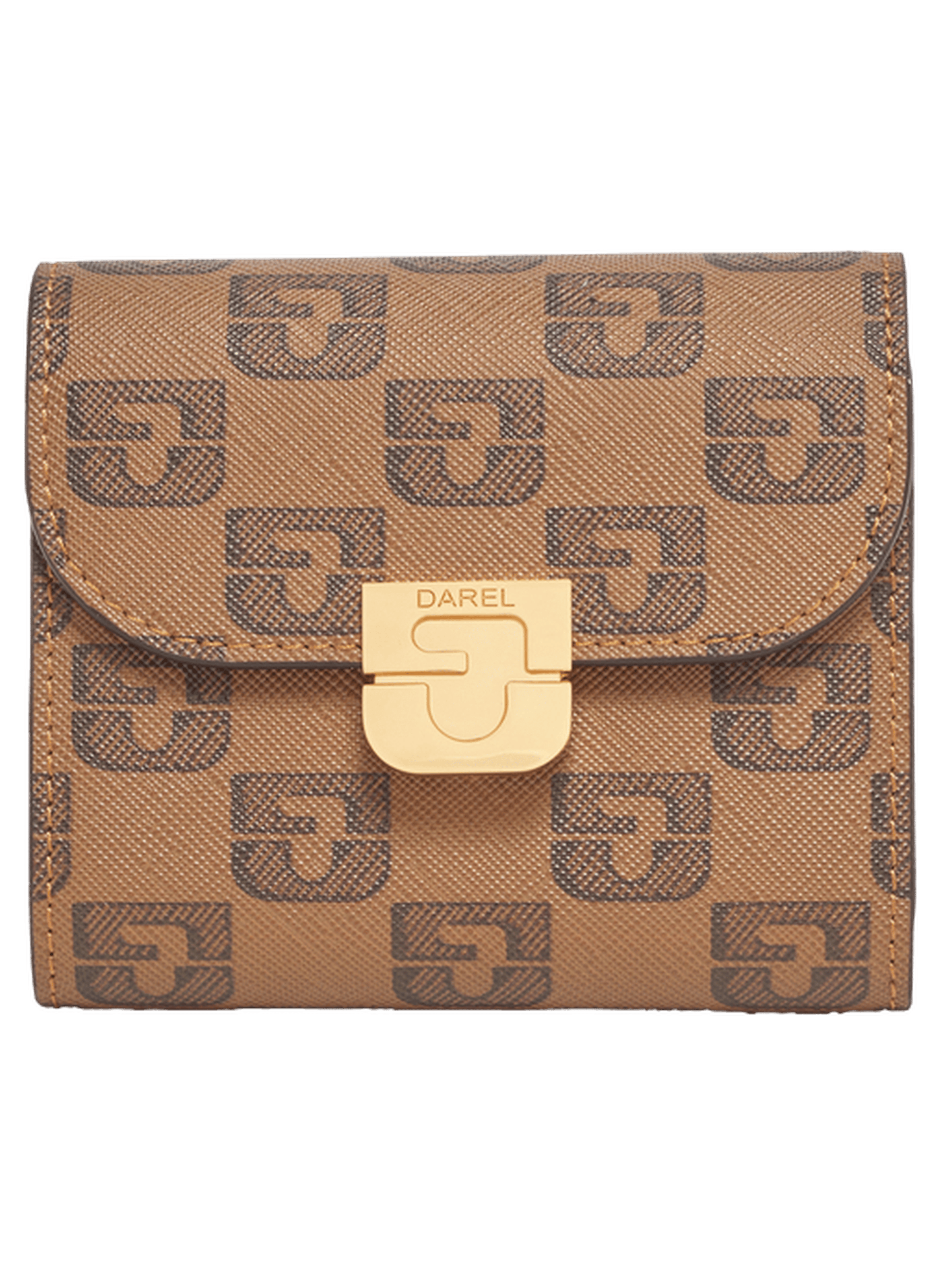 Petit portefeuille en toile enduite monogrammée et cuir – mini wallet GERARD DAREL Marron