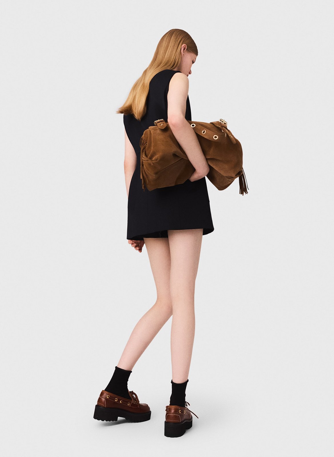 Robe cintrée col v MAJE Bleu