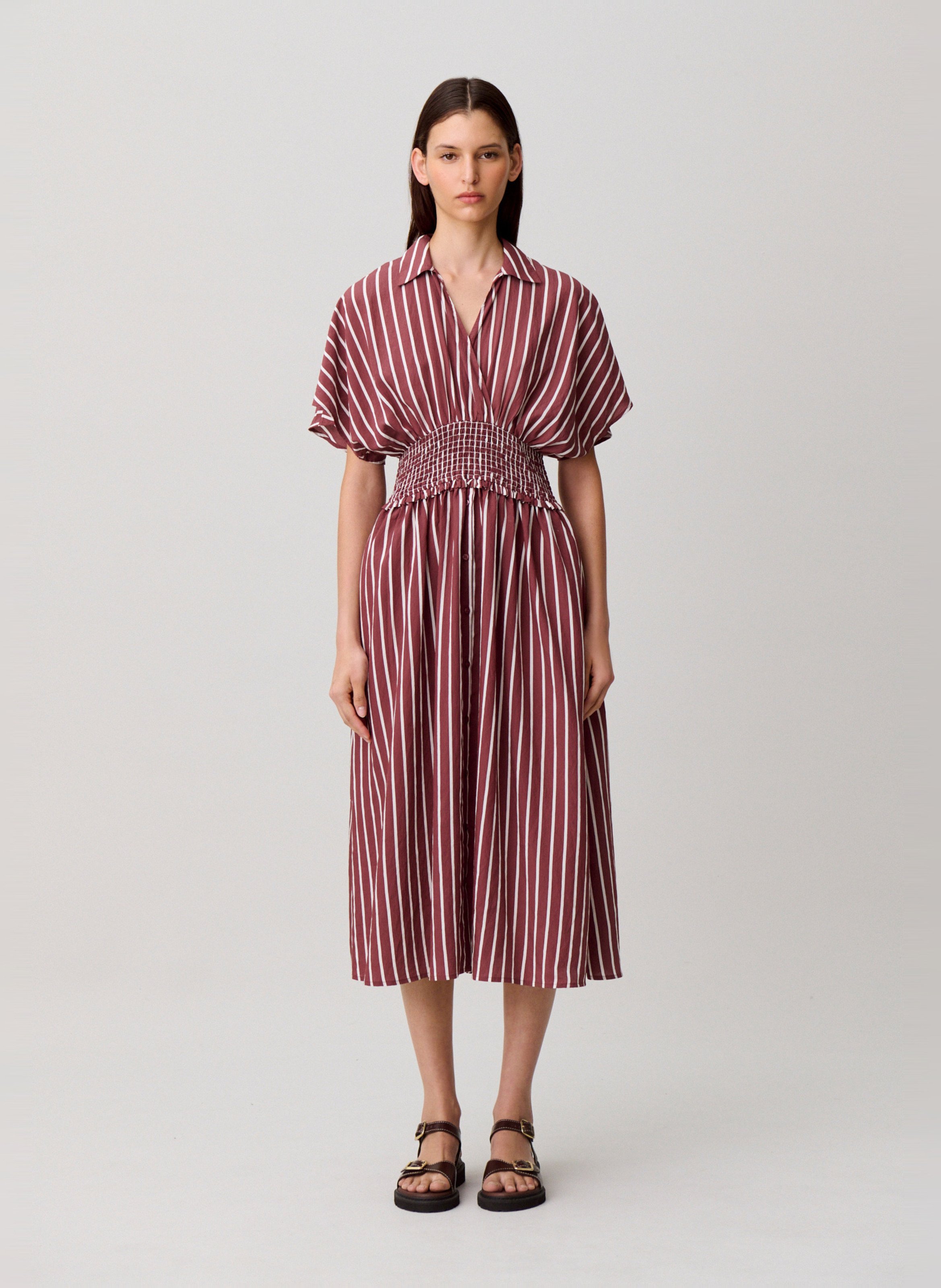 Robe midi cintrée à rayures CLAUDIE PIERLOT Multicolore