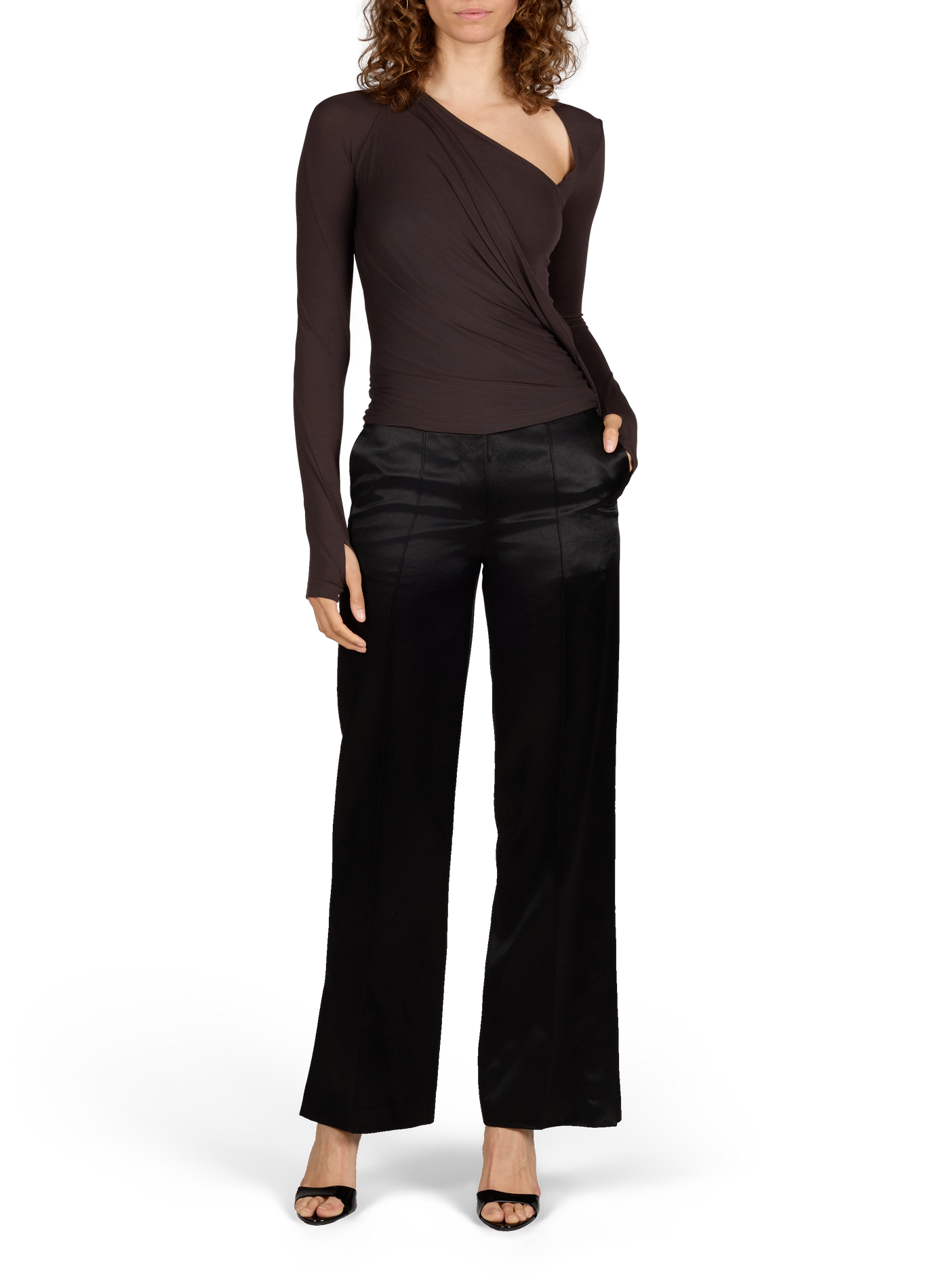 Satin cigarette pants HELMUT LANG Black