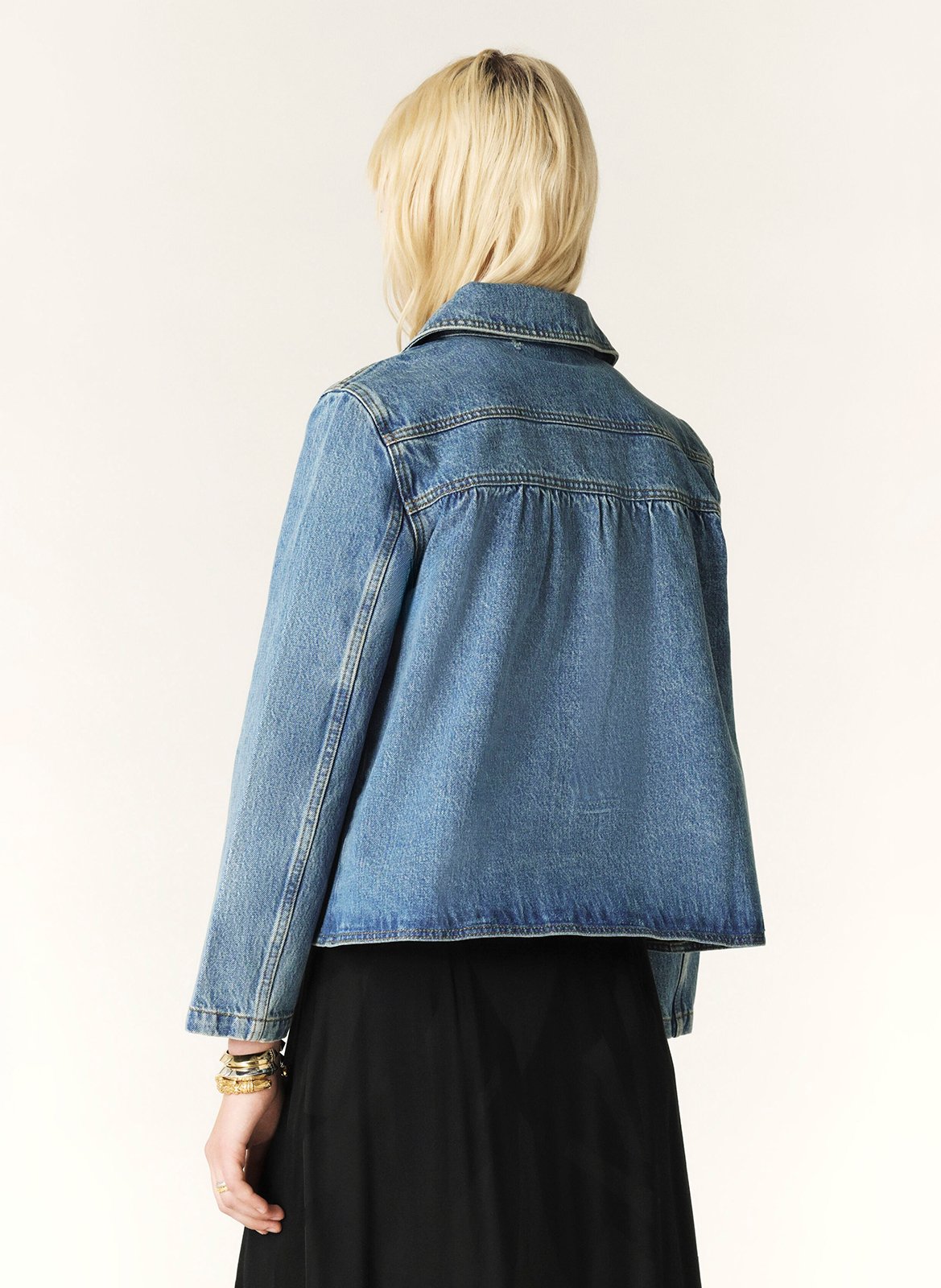 Veste courte en denim délavé tiny BA&SH Bleu