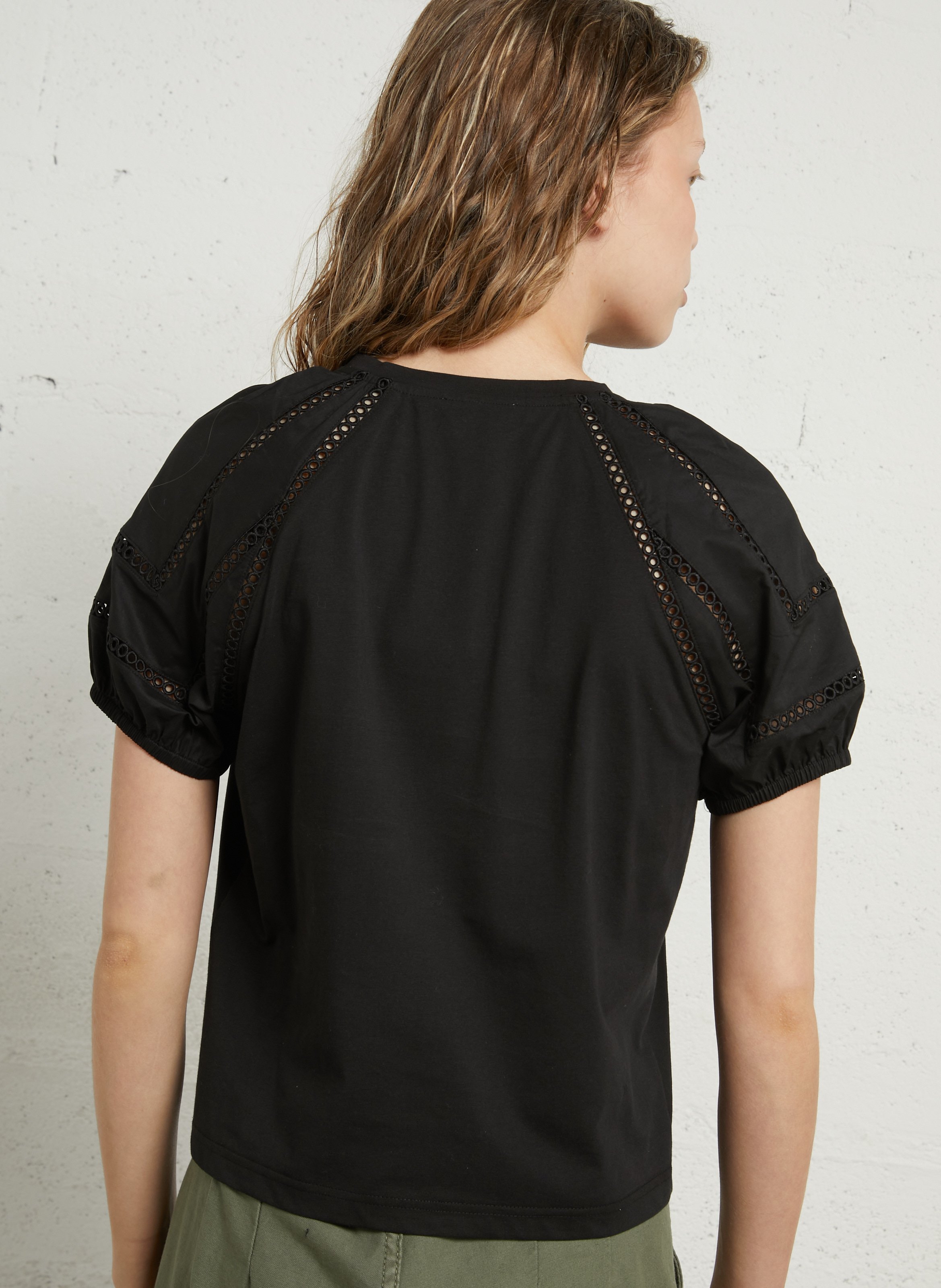 Top droit en coton mélangé lea MAISON 123 Noir