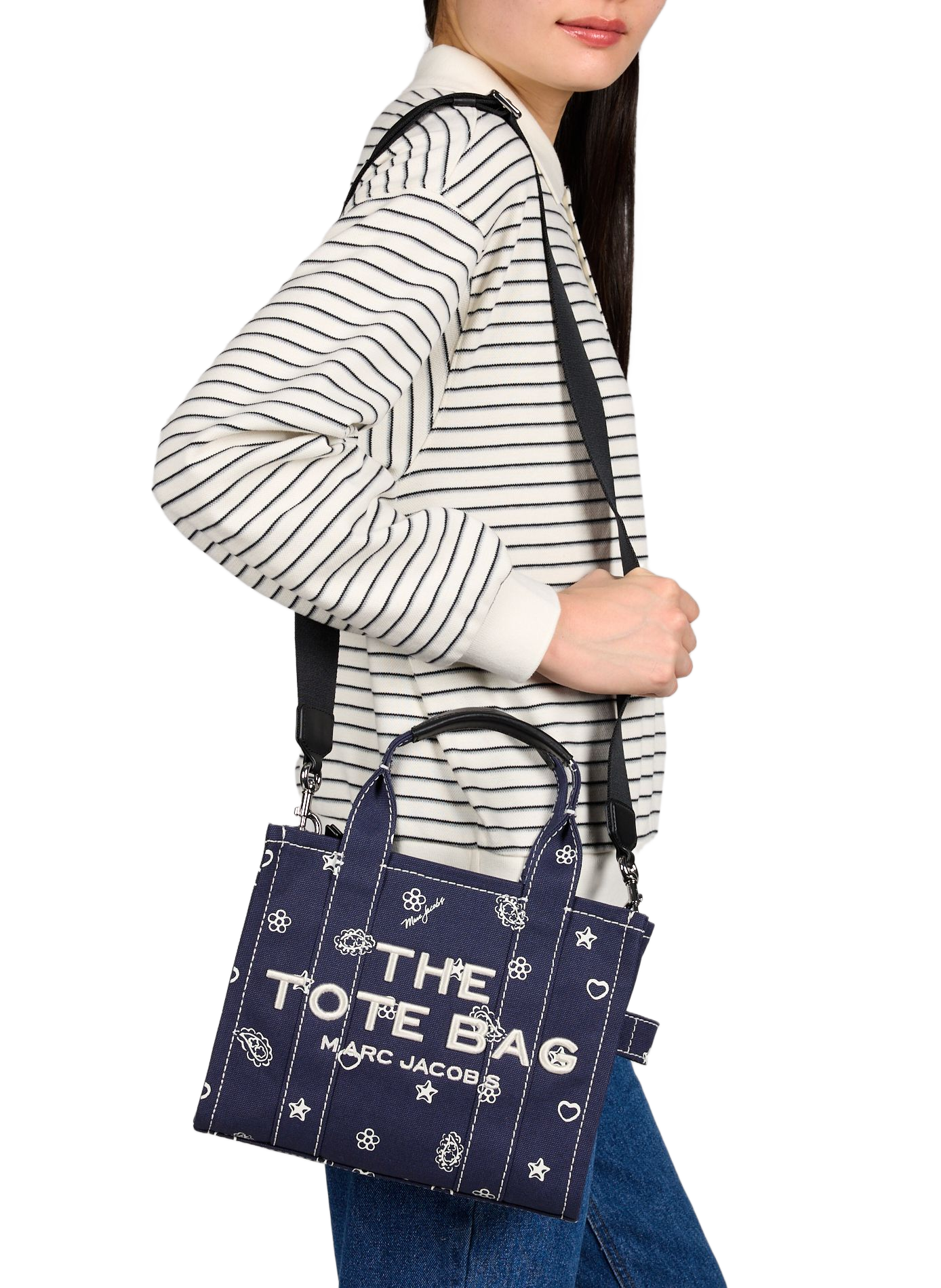 The Small Tote Bag in cotton denim MARC JACOBS Blue