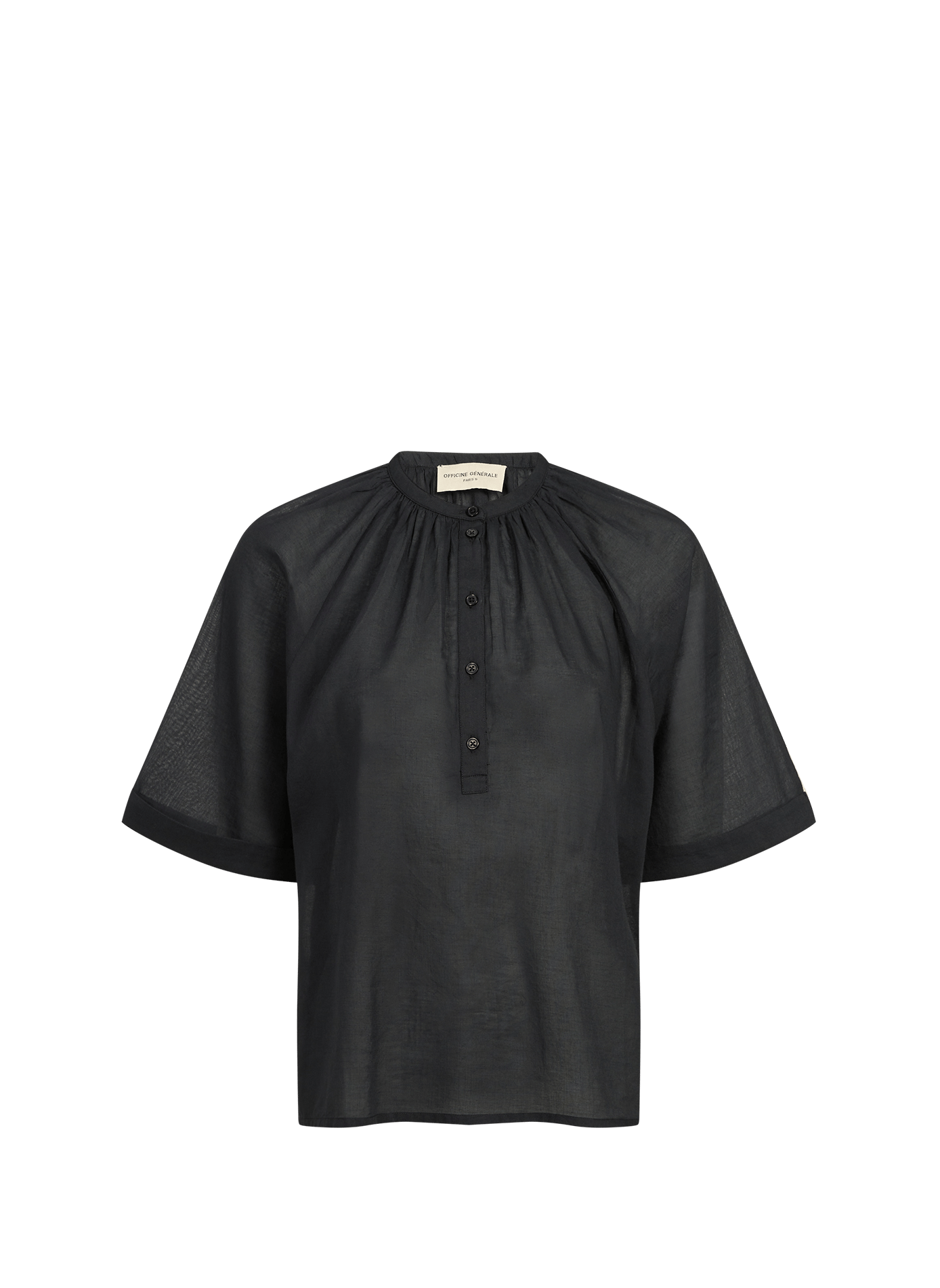 Noria top with officer collar in cotton OFFICINE GENERALE Black