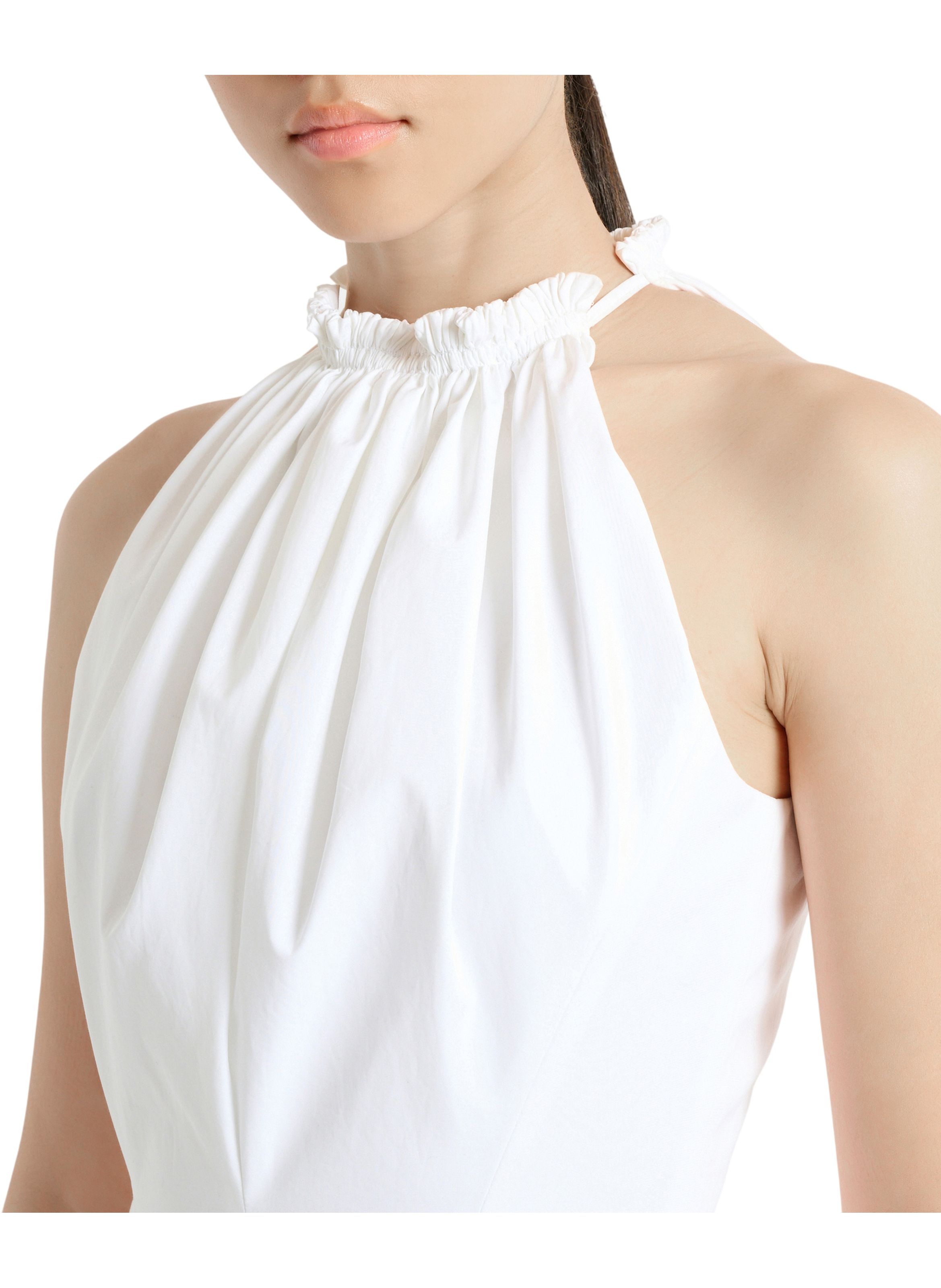 Robe patineuse en popeline de coton BALMAIN Blanc