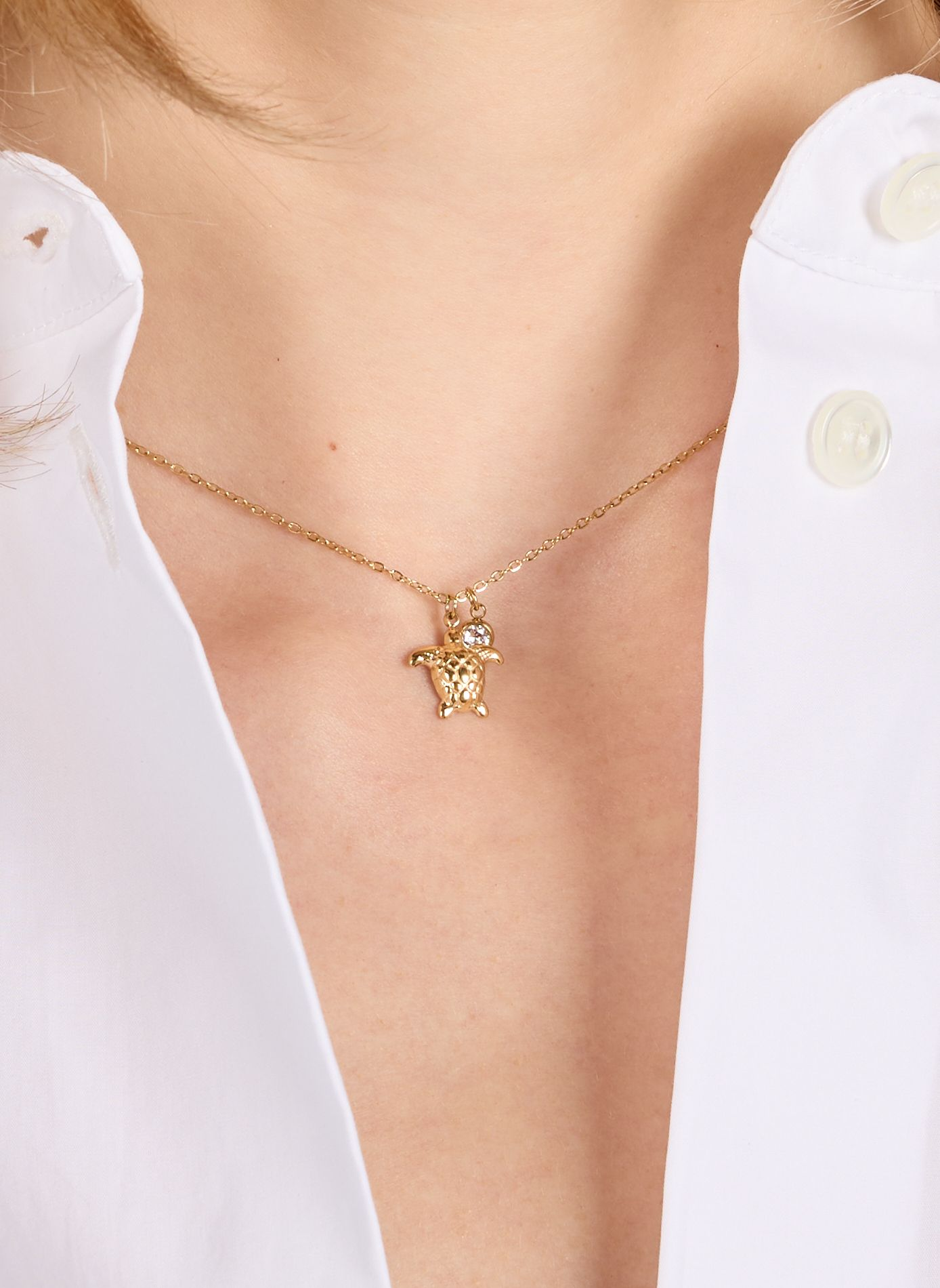 Collier pendentif tortue AU PRINTEMPS PARIS Doré