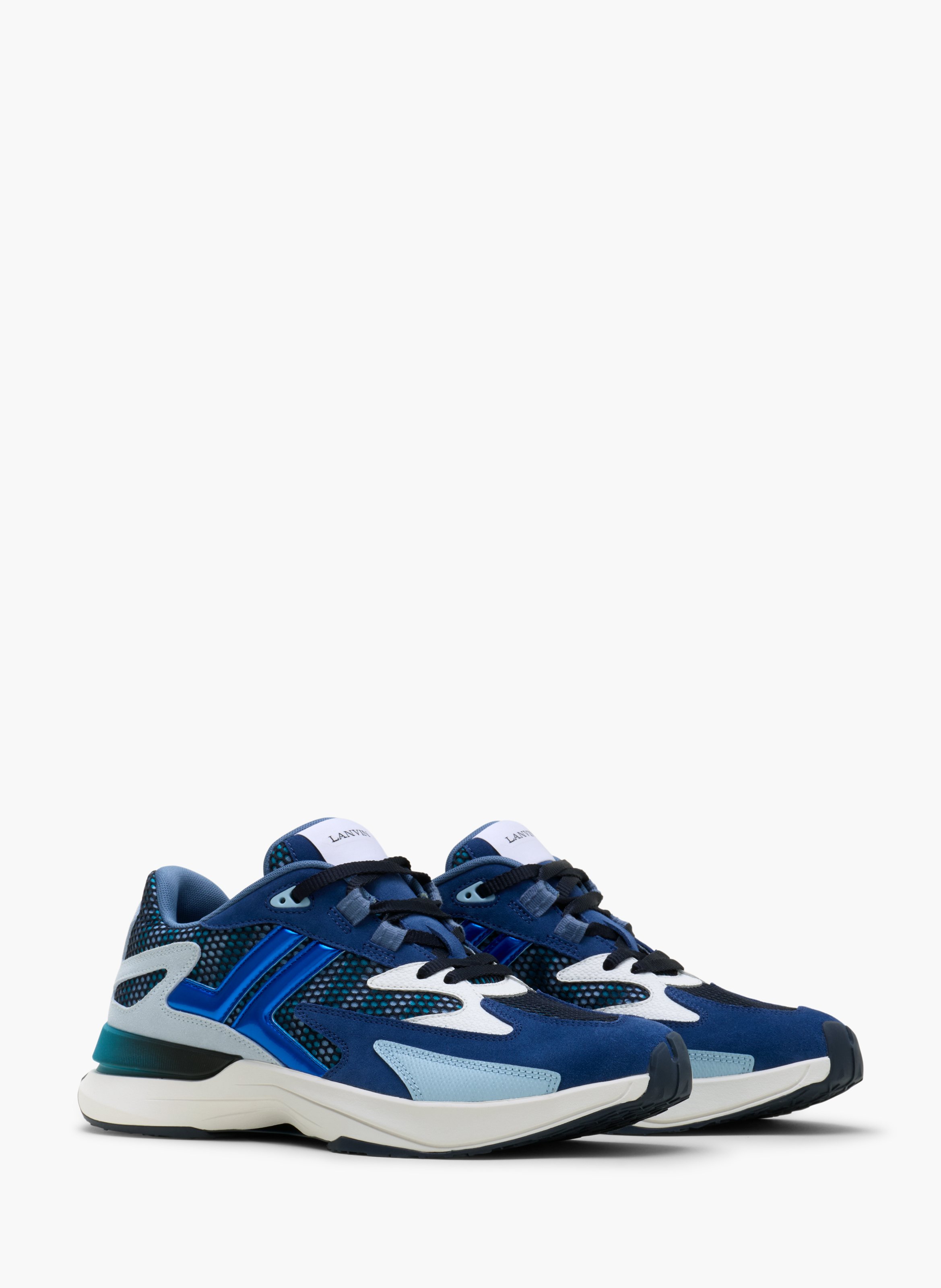 Sneakers jla en mesh et cuir métallisé LANVIN Bleu