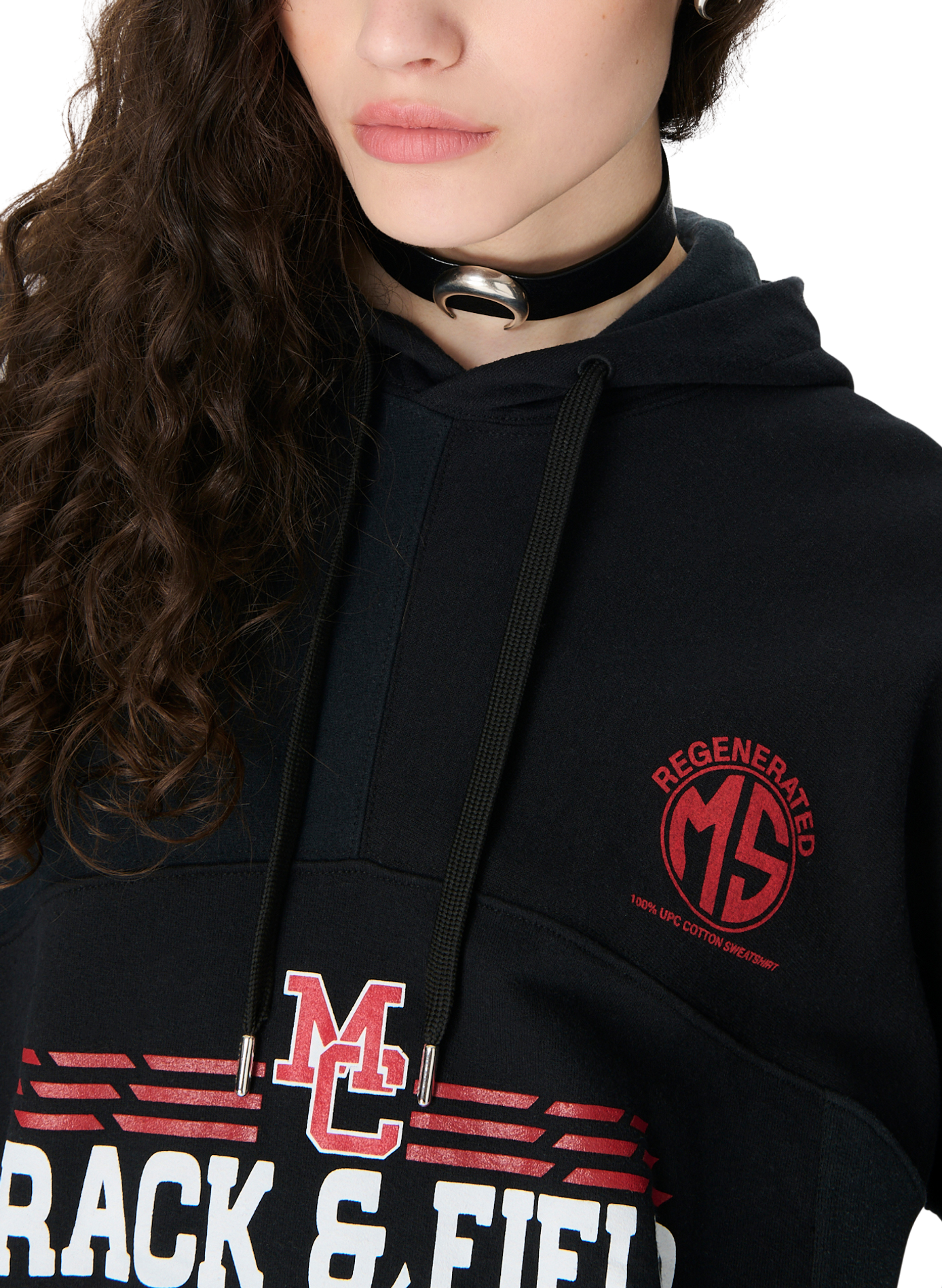 Upcycled graphic sweatshirts hoodie unisex MARINE SERRE Black