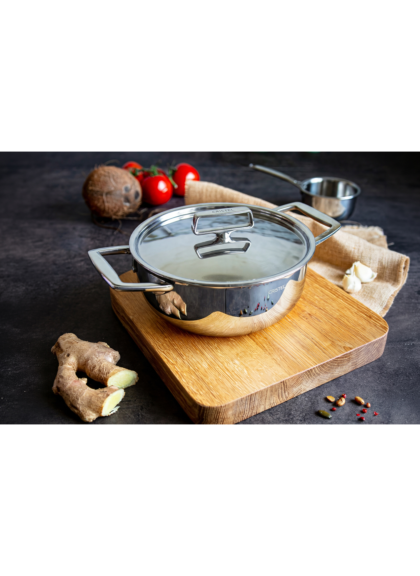 Faitout gradué avec couvercle Castel'Pro en inox CRISTEL Gris