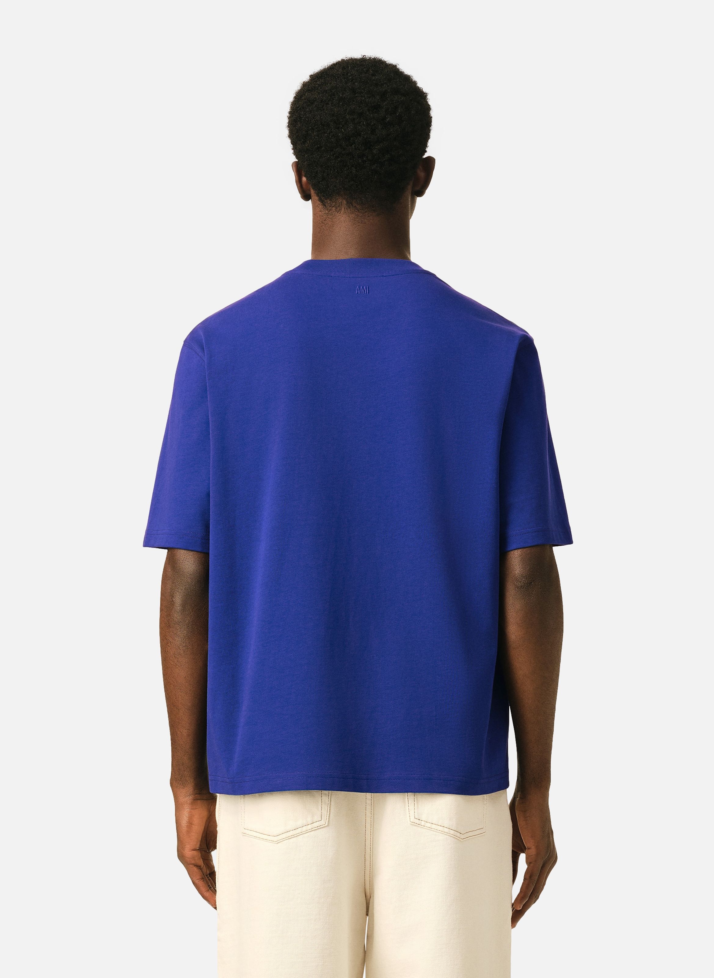 T-shirt unisexe en coton ami de coeur embossé AMI PARIS Bleu
