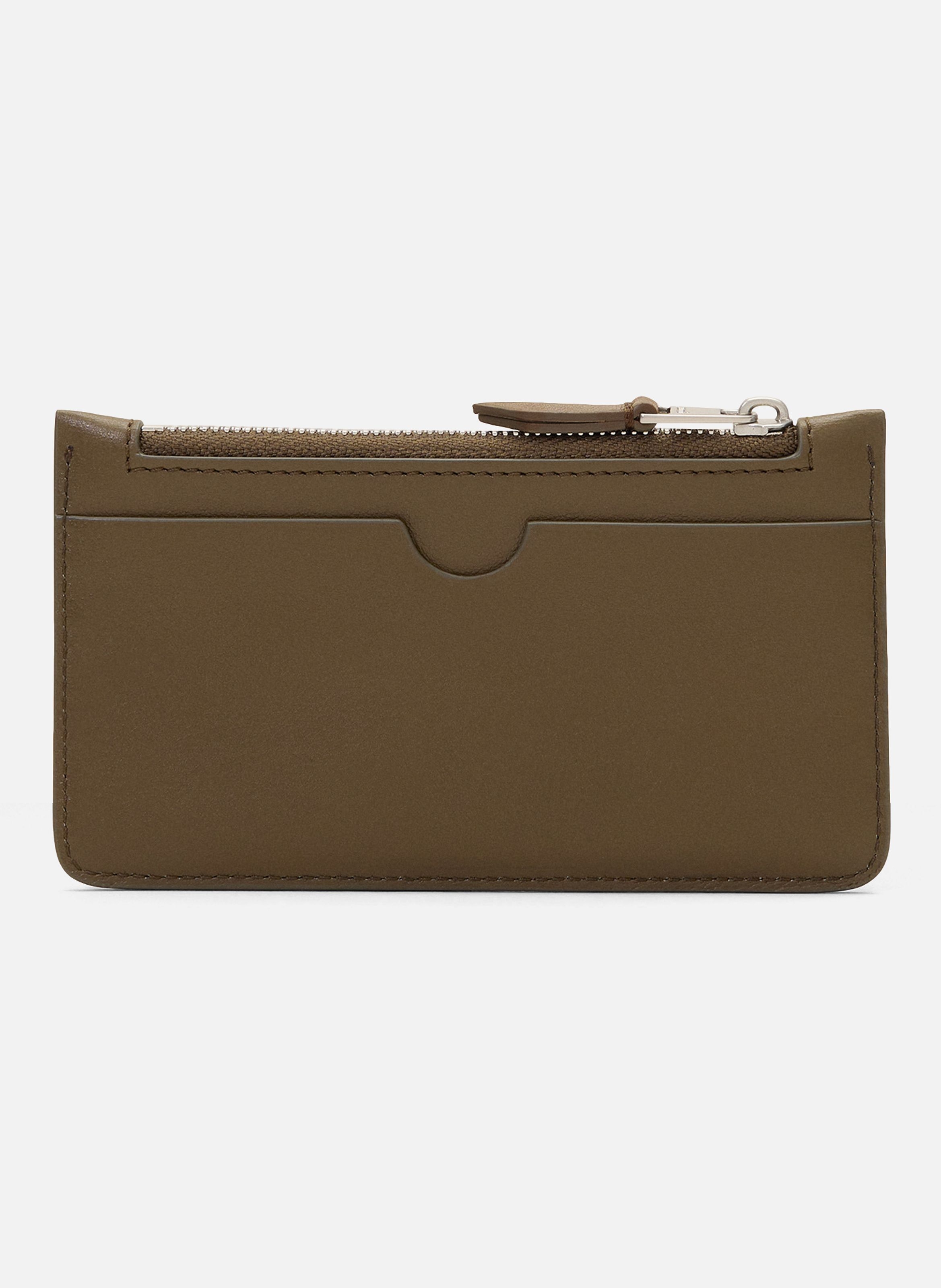 Porte-cartes zippé unisexe en cuir de vachette ami de coeur AMI PARIS Marron