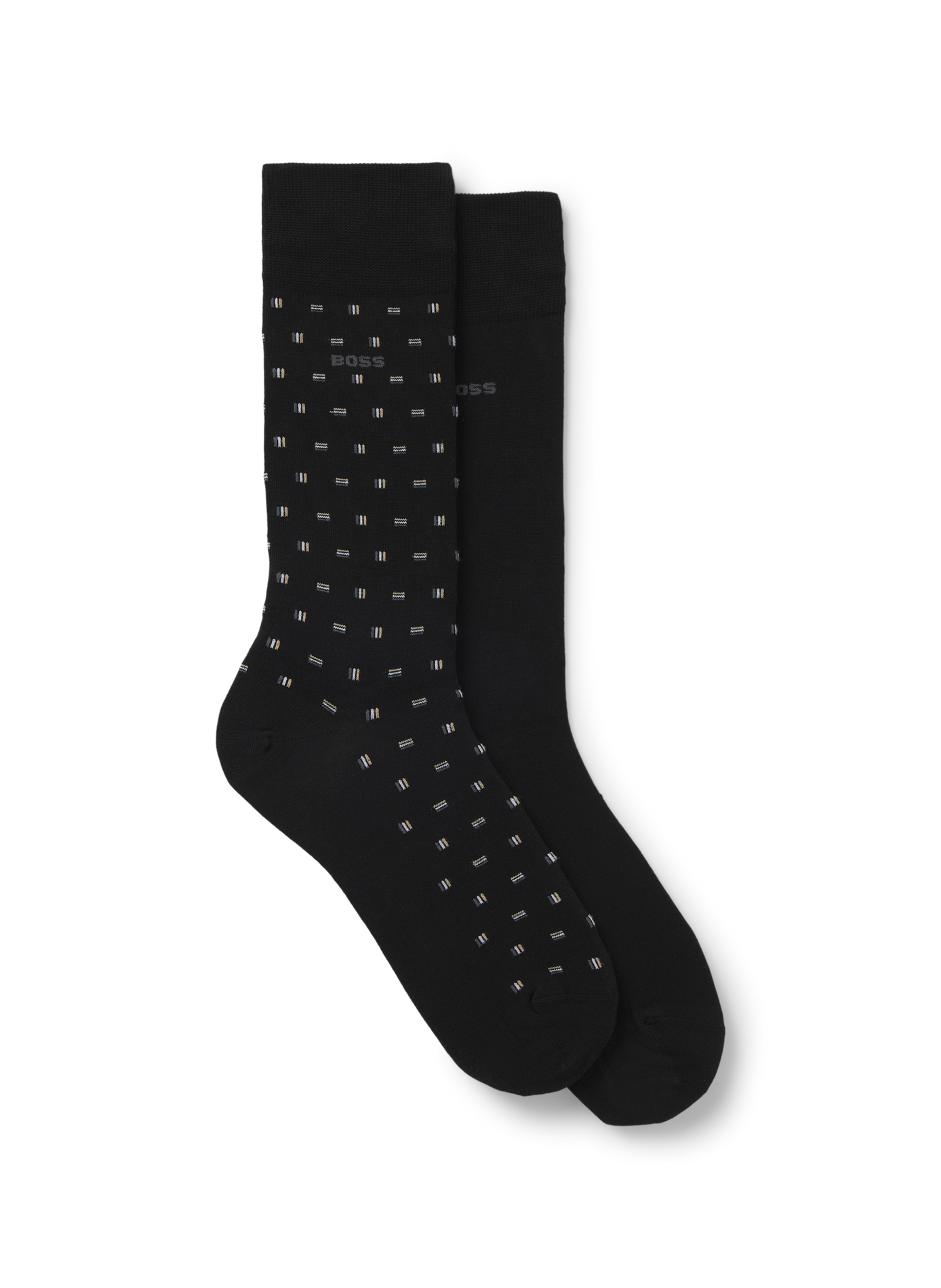 Set of 2 pairs of mid-high socks in mixed cotton BOSS Black
