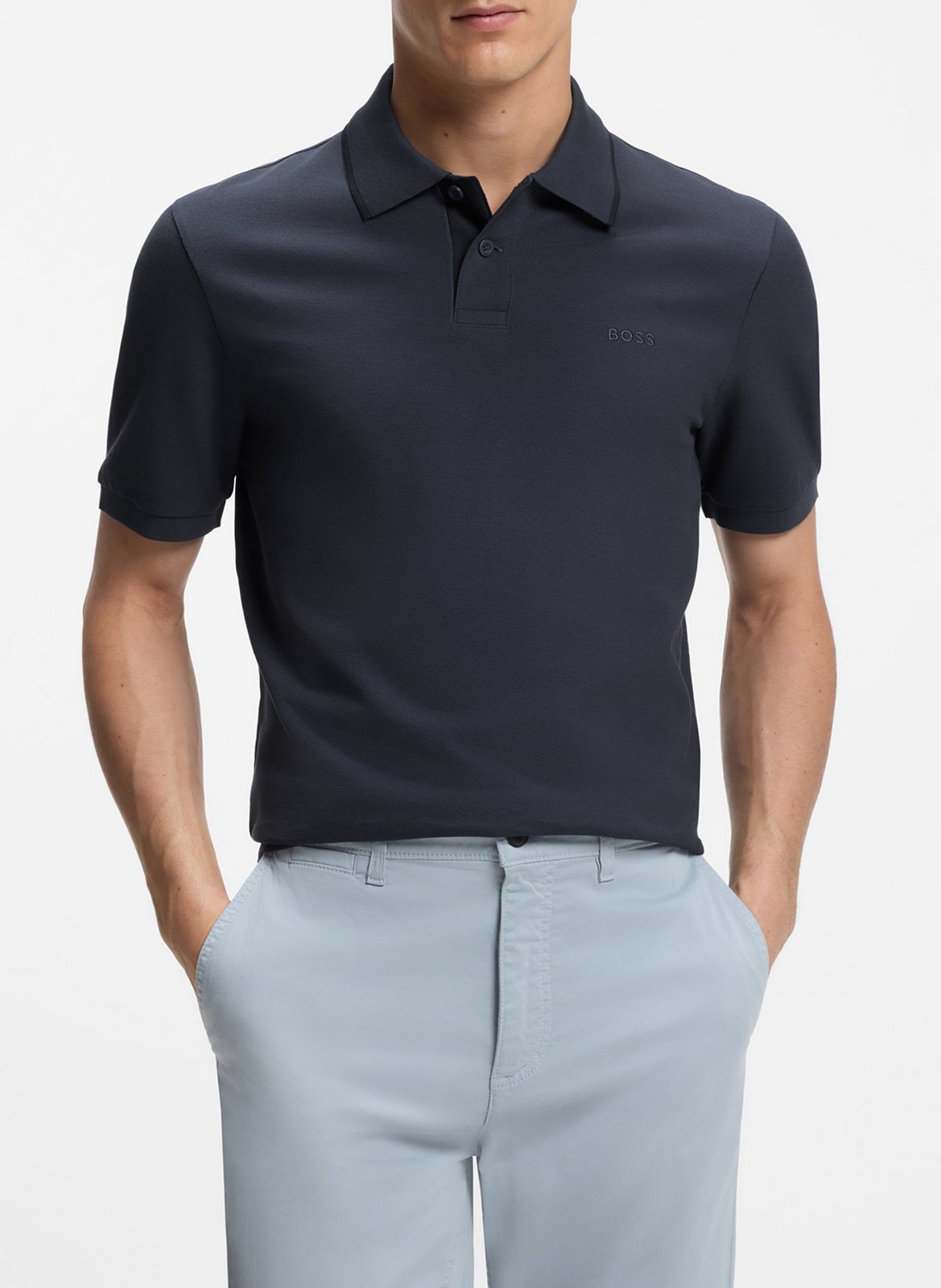 Polo regular-fit en coton BOSS Bleu