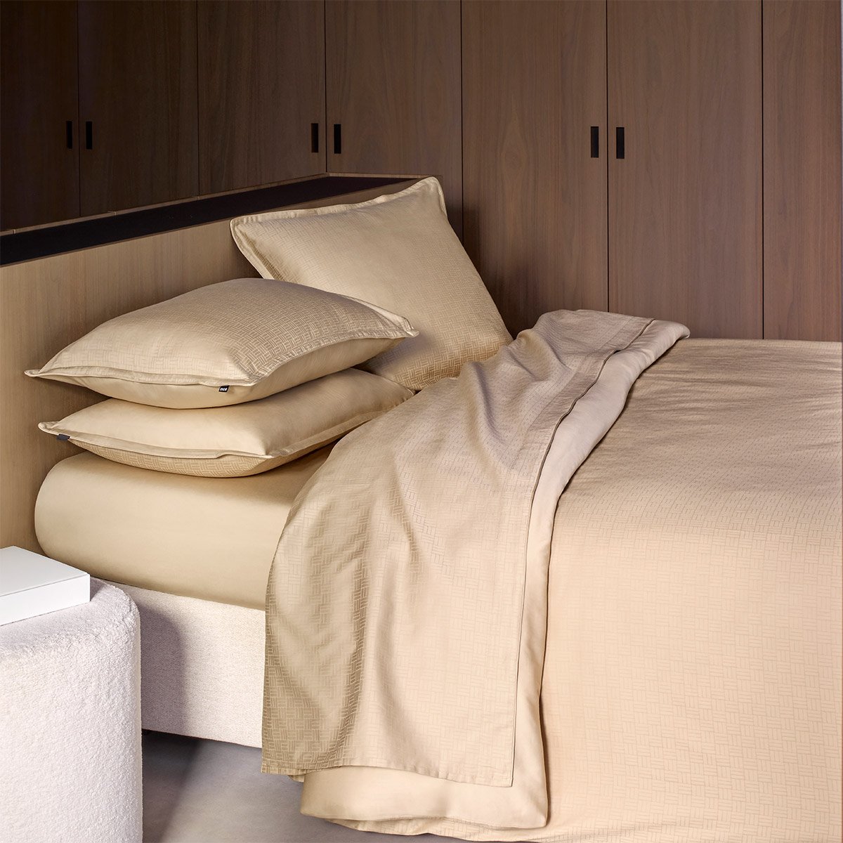 Housse de couette en satin de coton, lattice BOSS HOME Beige