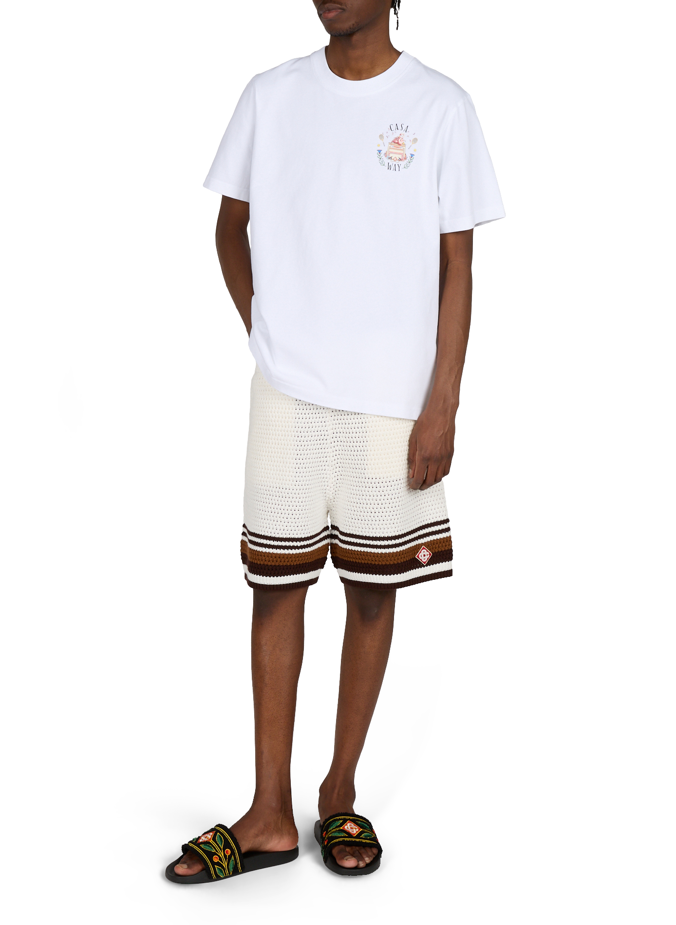 Round neck straight fit cotton T-shirt with screen printing CASABLANCA PARIS Multicolour