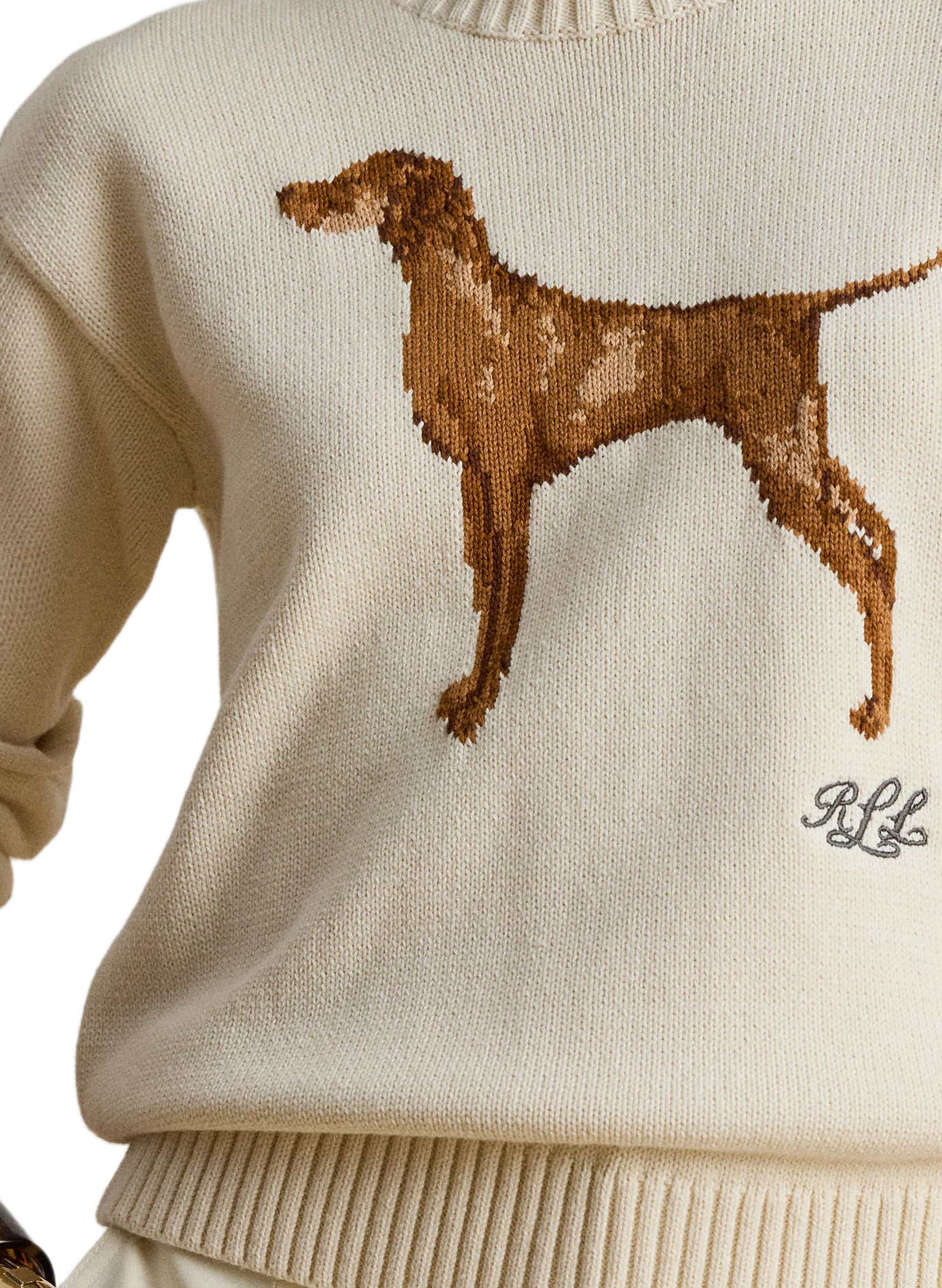Cotton intarsia knit sweater LAUREN Beige