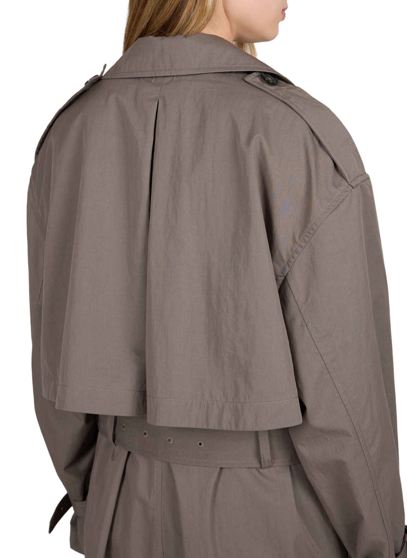 Langer einfarbiger Trenchcoat aus Baumwollmischung mit Gürtel TOTEME Khaki