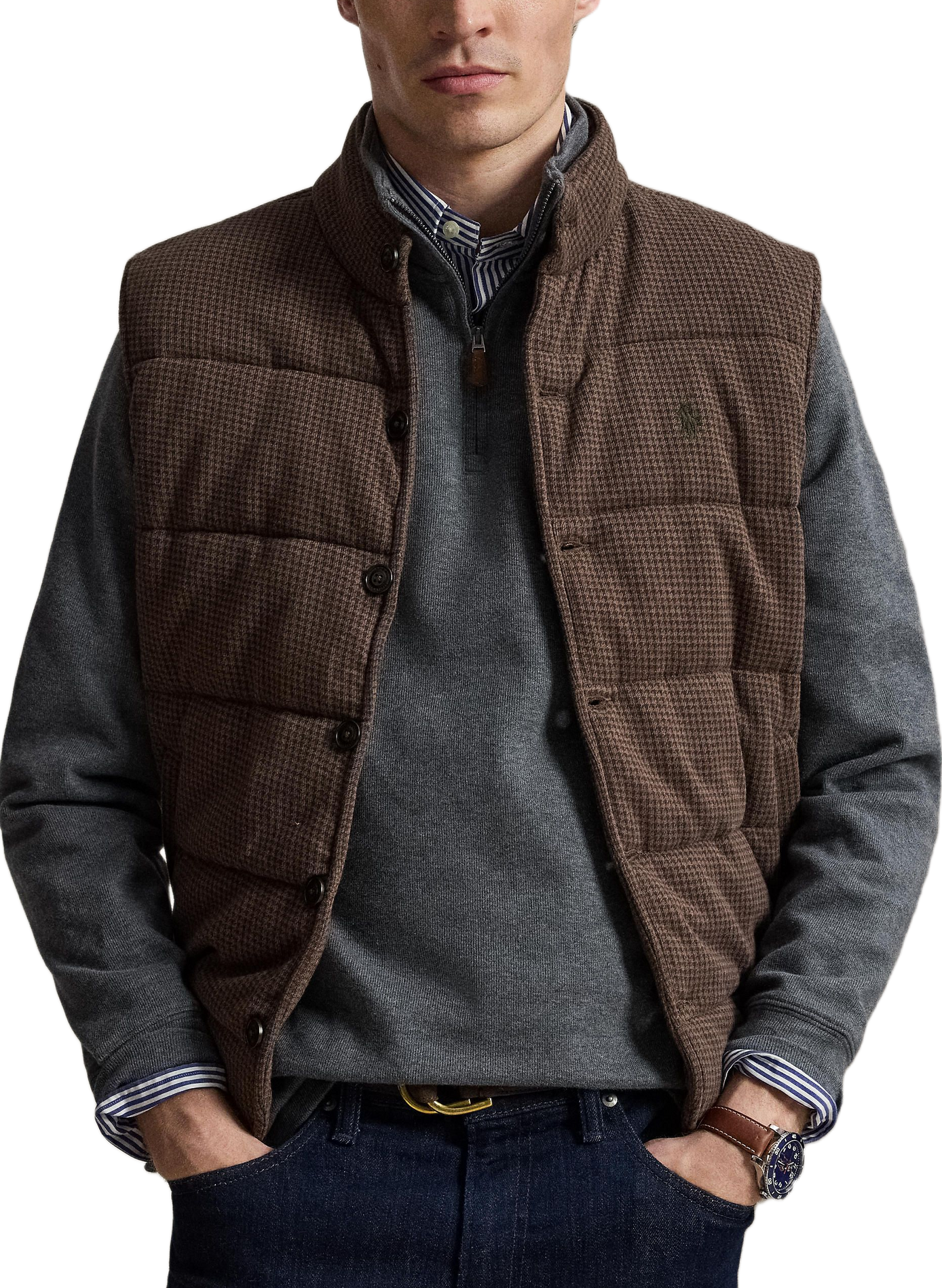 Pull droit col montant en coton | Gris POLO RALPH LAUREN Homme