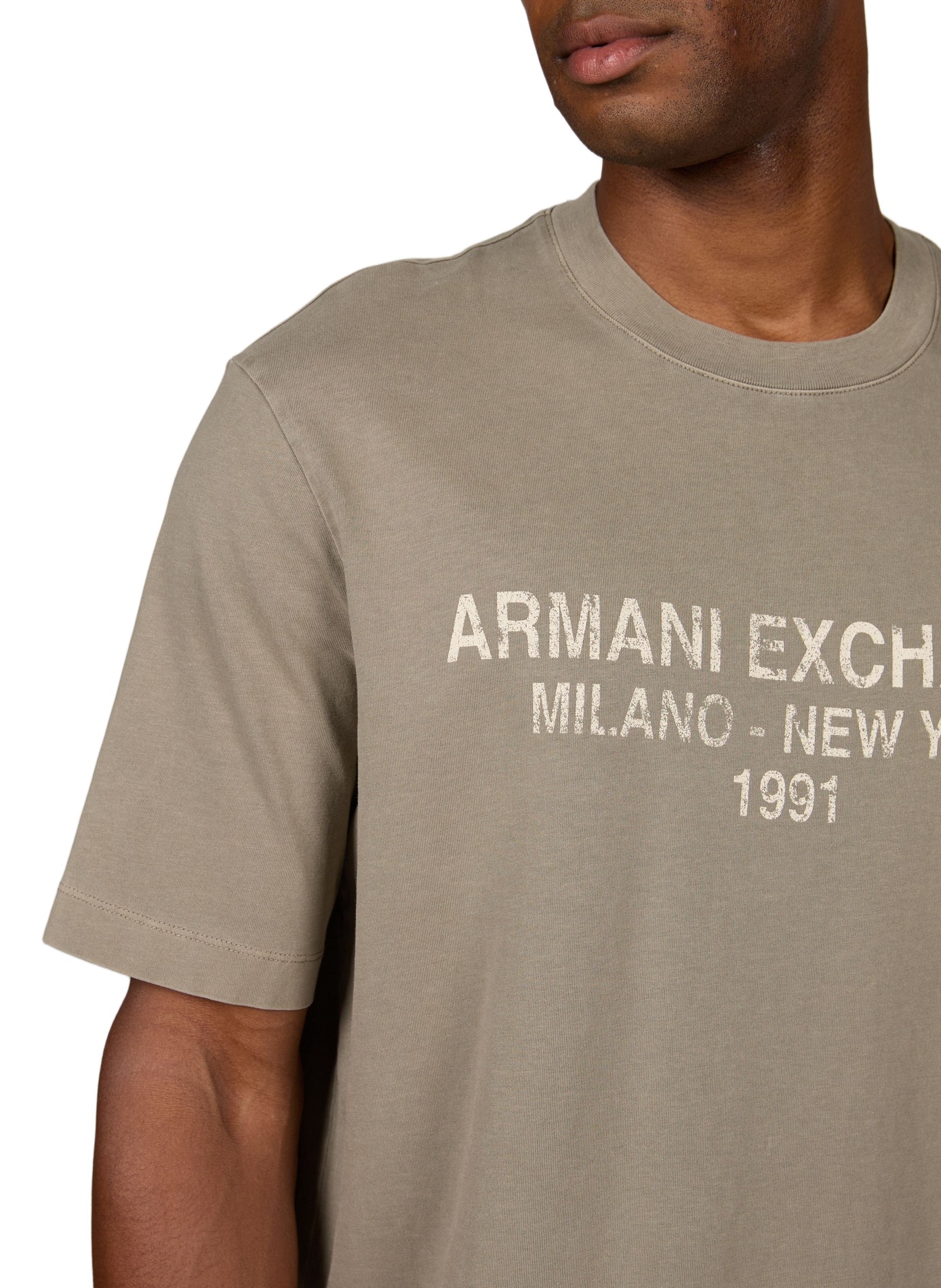 T-shirt met rechte pasvorm en logo van katoen ARMANI EXCHANGE Beige