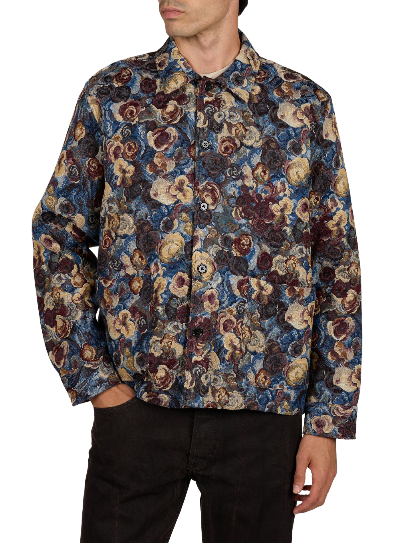 Oversized jacquard jas in gemengd katoen LES DEUX Blauw