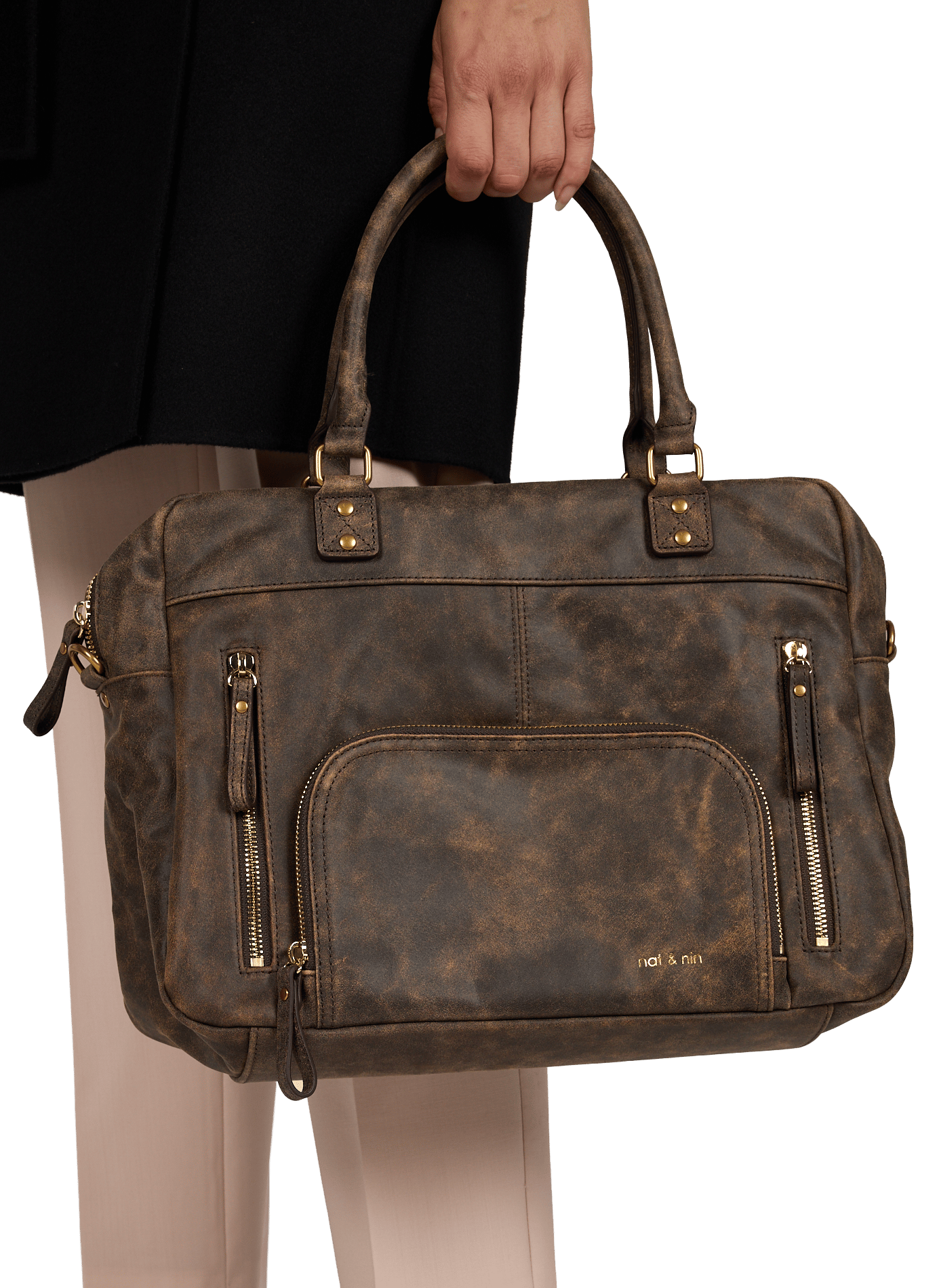 Macy Ledershopper-Tasche NAT & NIN Braun