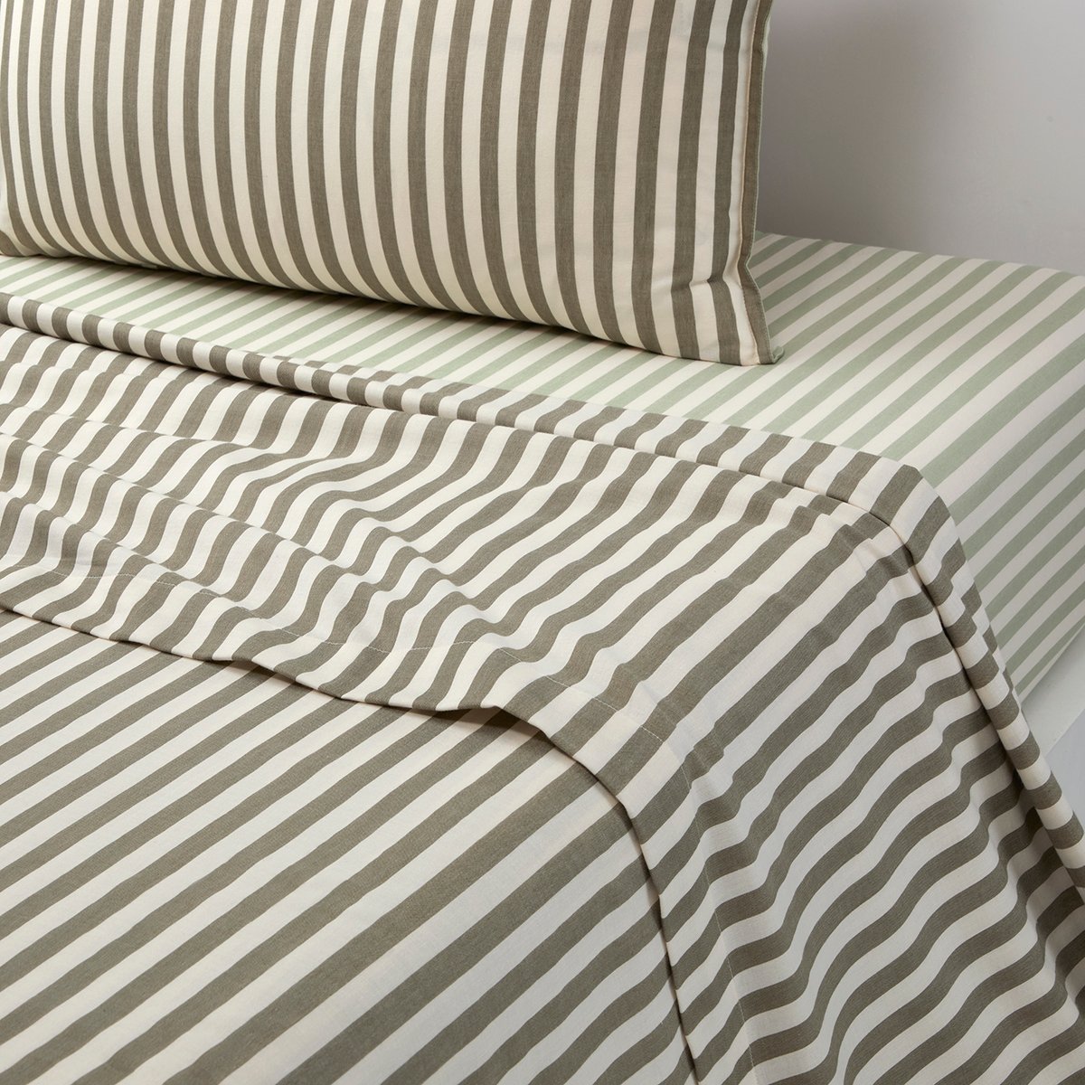 Drap plat en satin de coton, fifty-fifty  Kaki