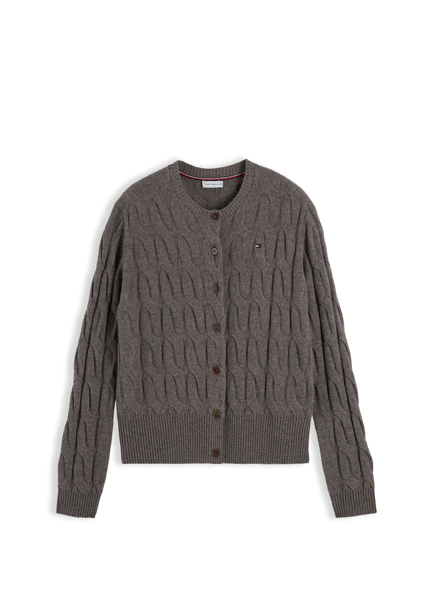 Cardigan droit en laine TOMMY HILFIGER Marron