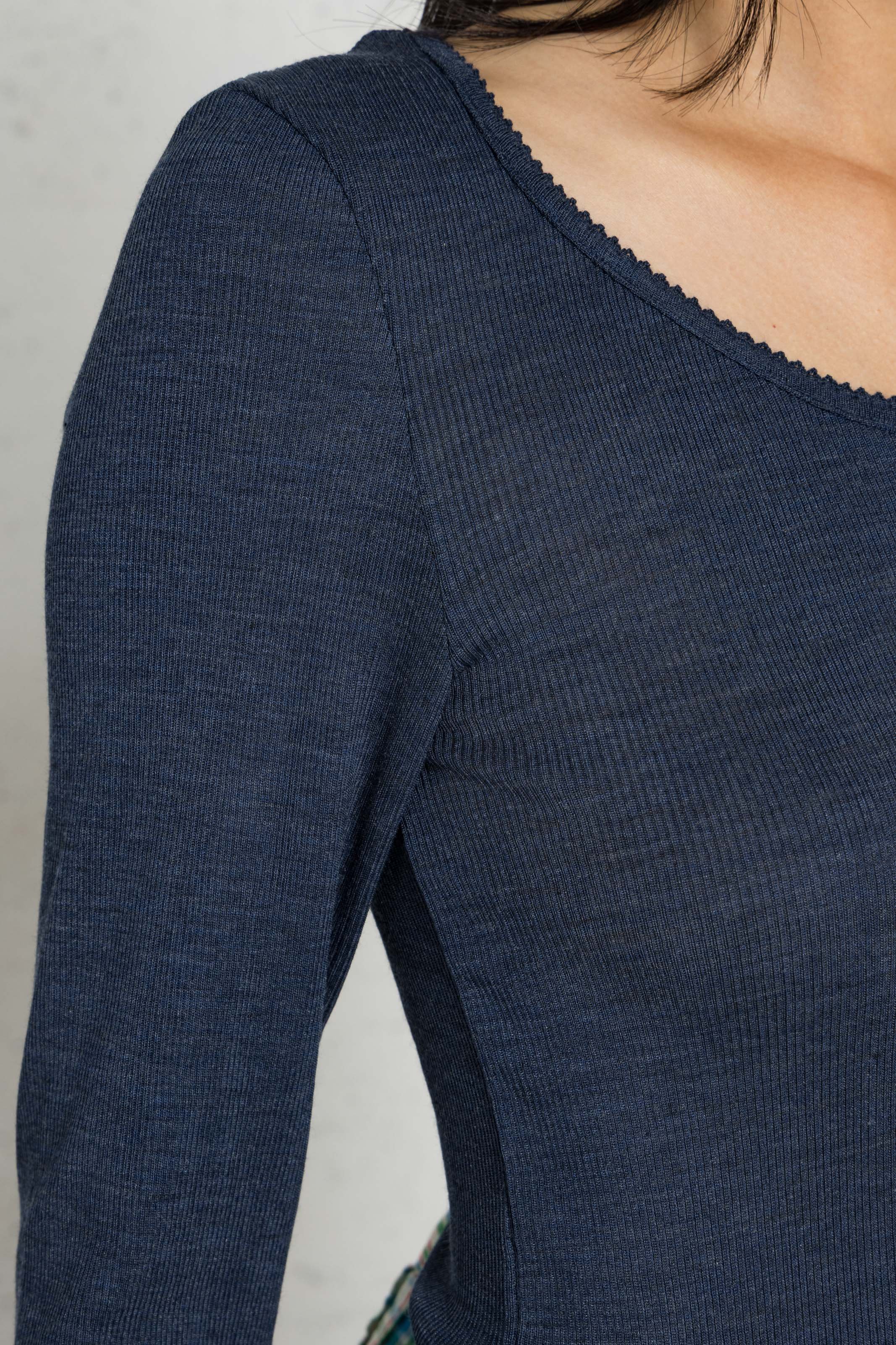 Lange mouwen effen T-shirt | Blauw ARMOR-LUX Dames