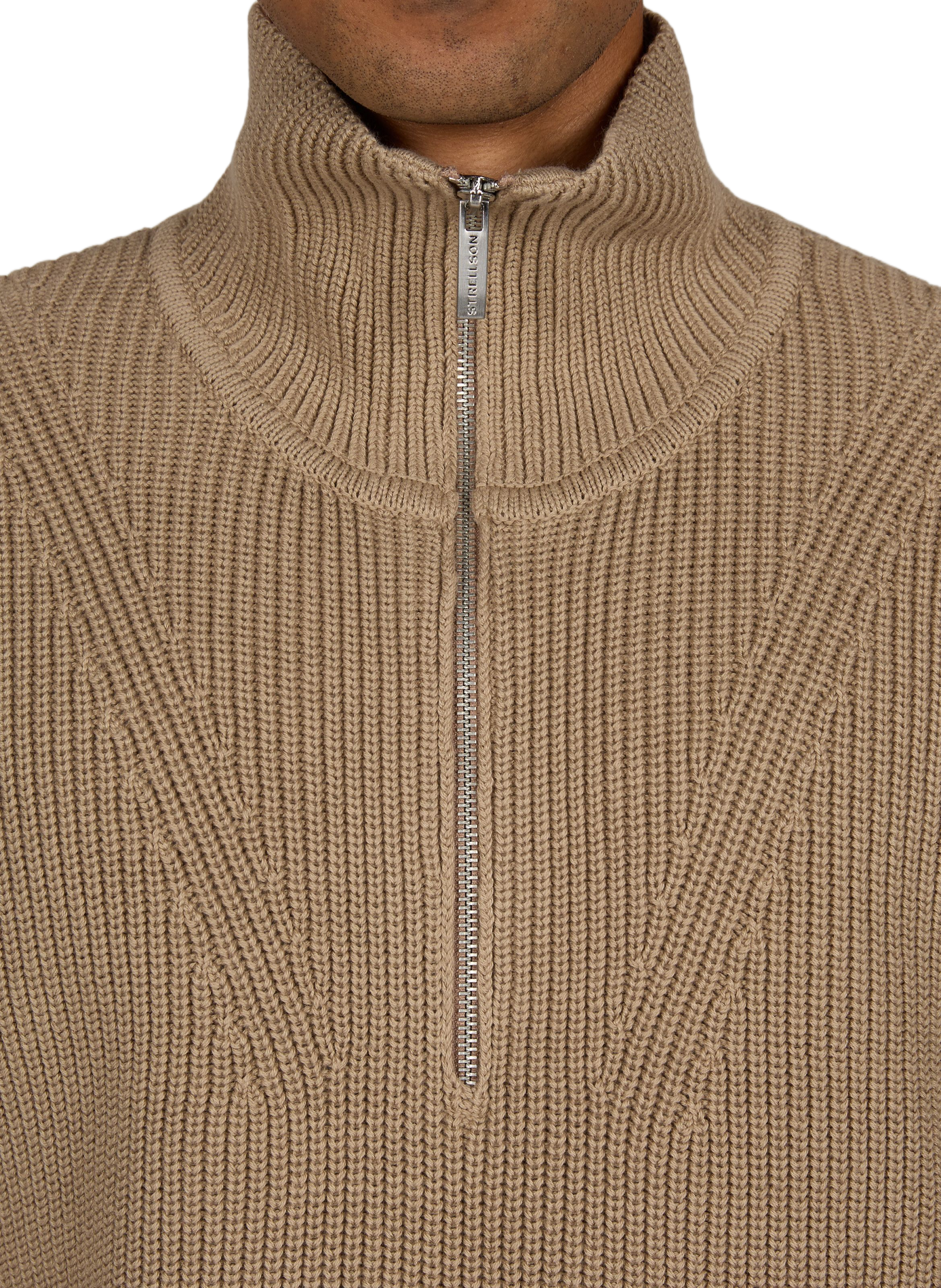 Einfarbiger, weiter Pullover mit Reißverschlusskragen STRELLSON Beige