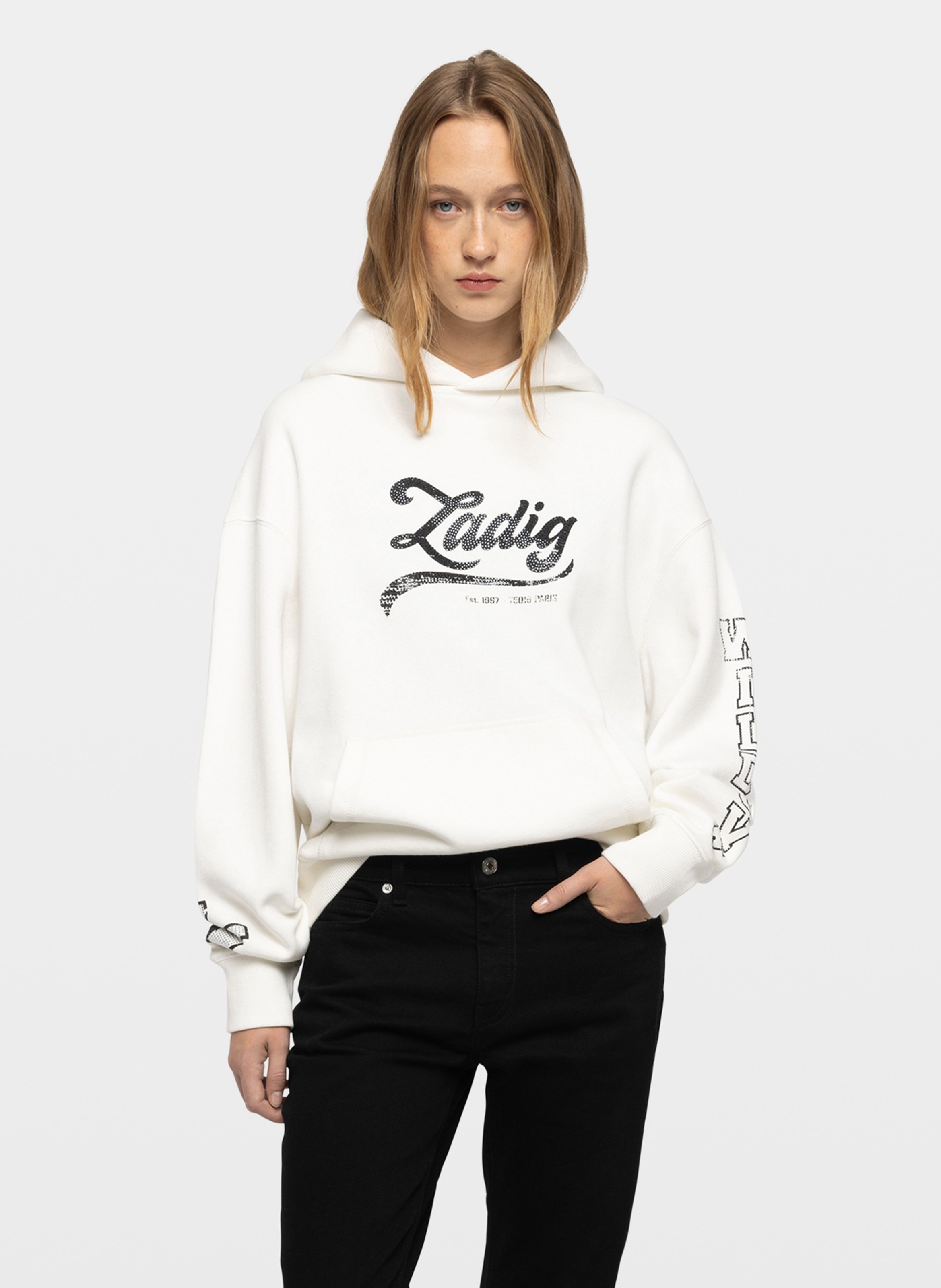 Sweat à capuche droit en coton sweela ZADIG&VOLTAIRE Wit