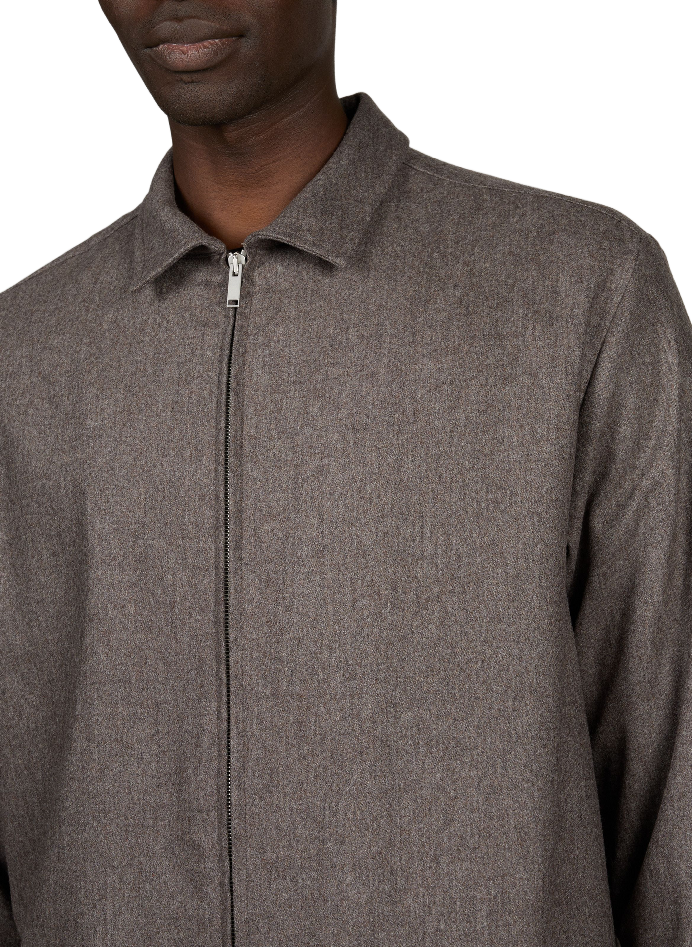 Straight-cut zip-up jacket in a wool blend PT01 Brown