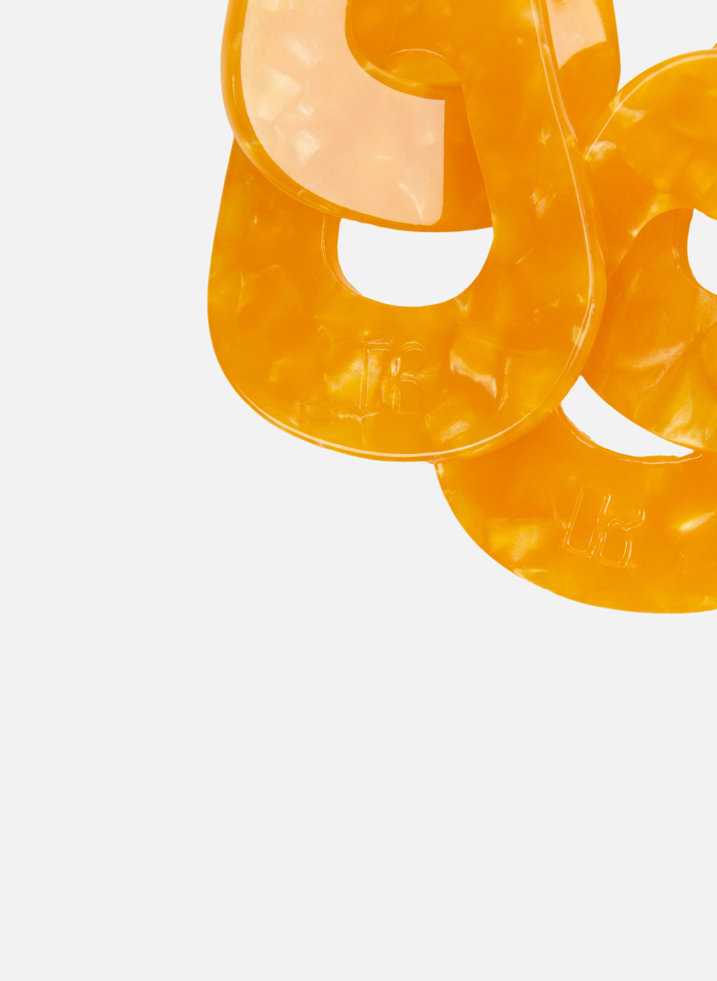 Boucles d'oreilles maillons en acétate de cellulose | Orange KURAGE GINZA Montres et Bijoux
