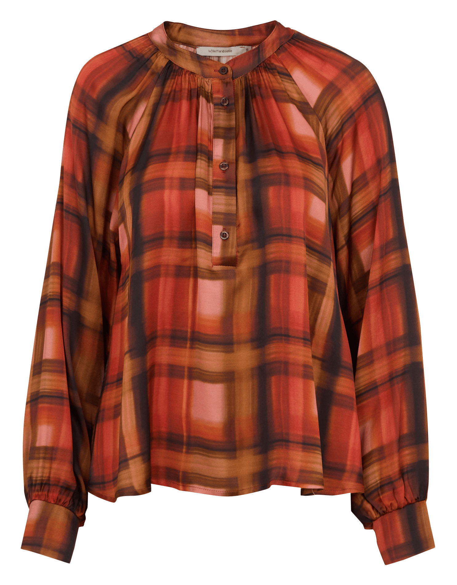 Oversized blouse met ruitjesprint LA FEE MARABOUTEE Rood
