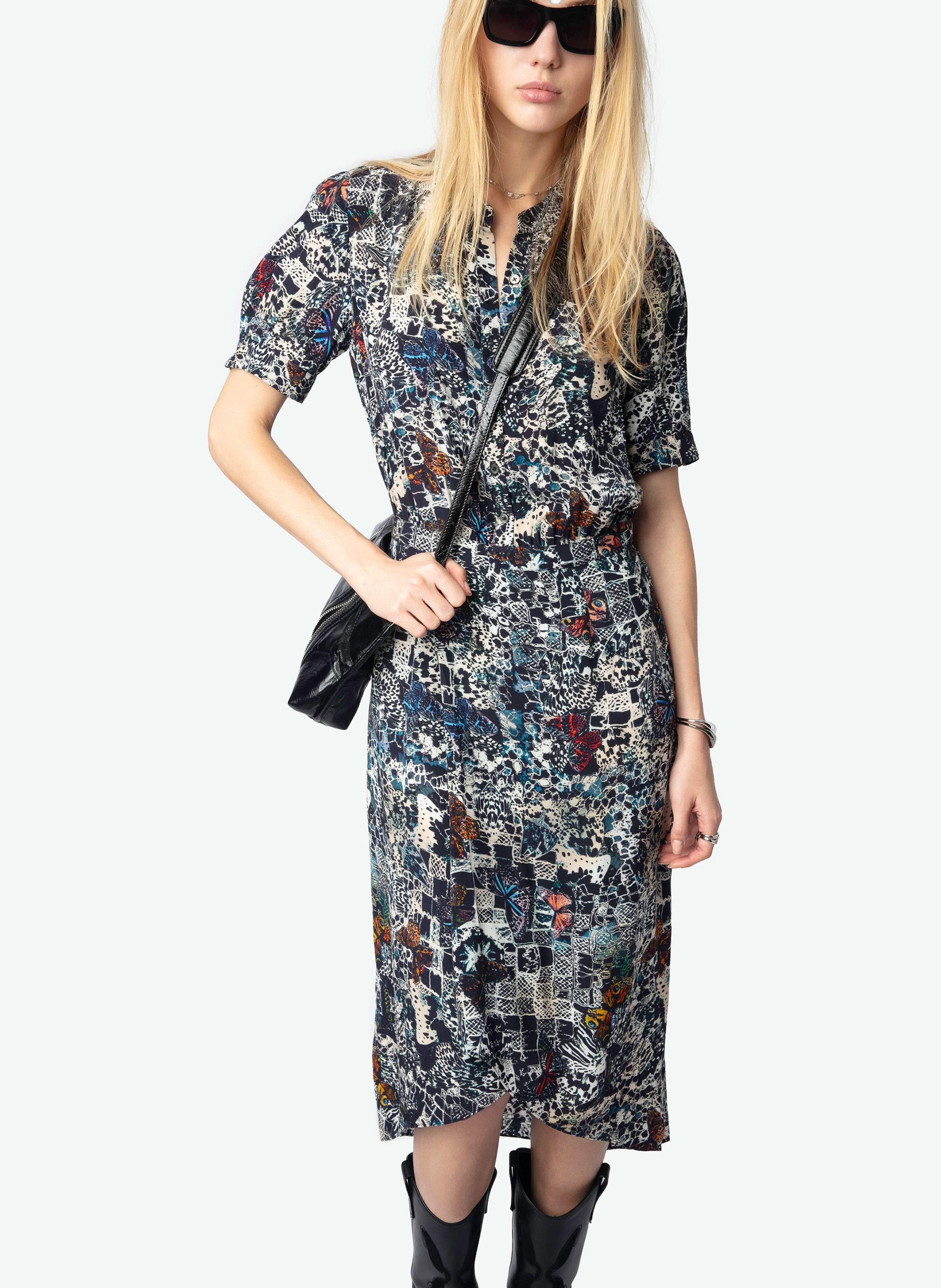 Robe midi imprimée à manches courtes rimaz ZADIG&VOLTAIRE Bleu