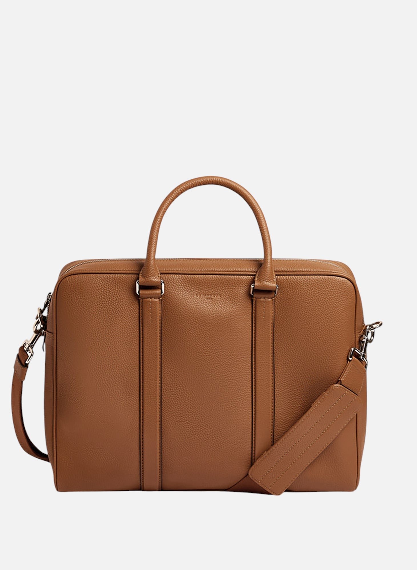 Porte documents slim 17" charles en cuir grainé LE TANNEUR Marron