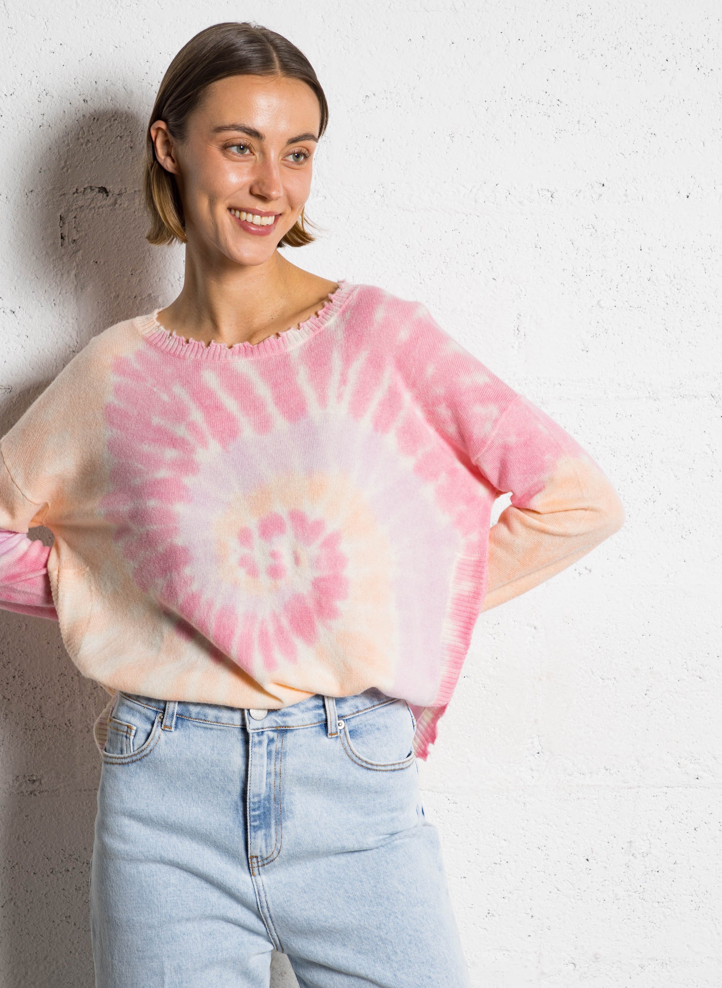 Pull tie-and-dye en cachemire mela sunny KUJTEN Rose