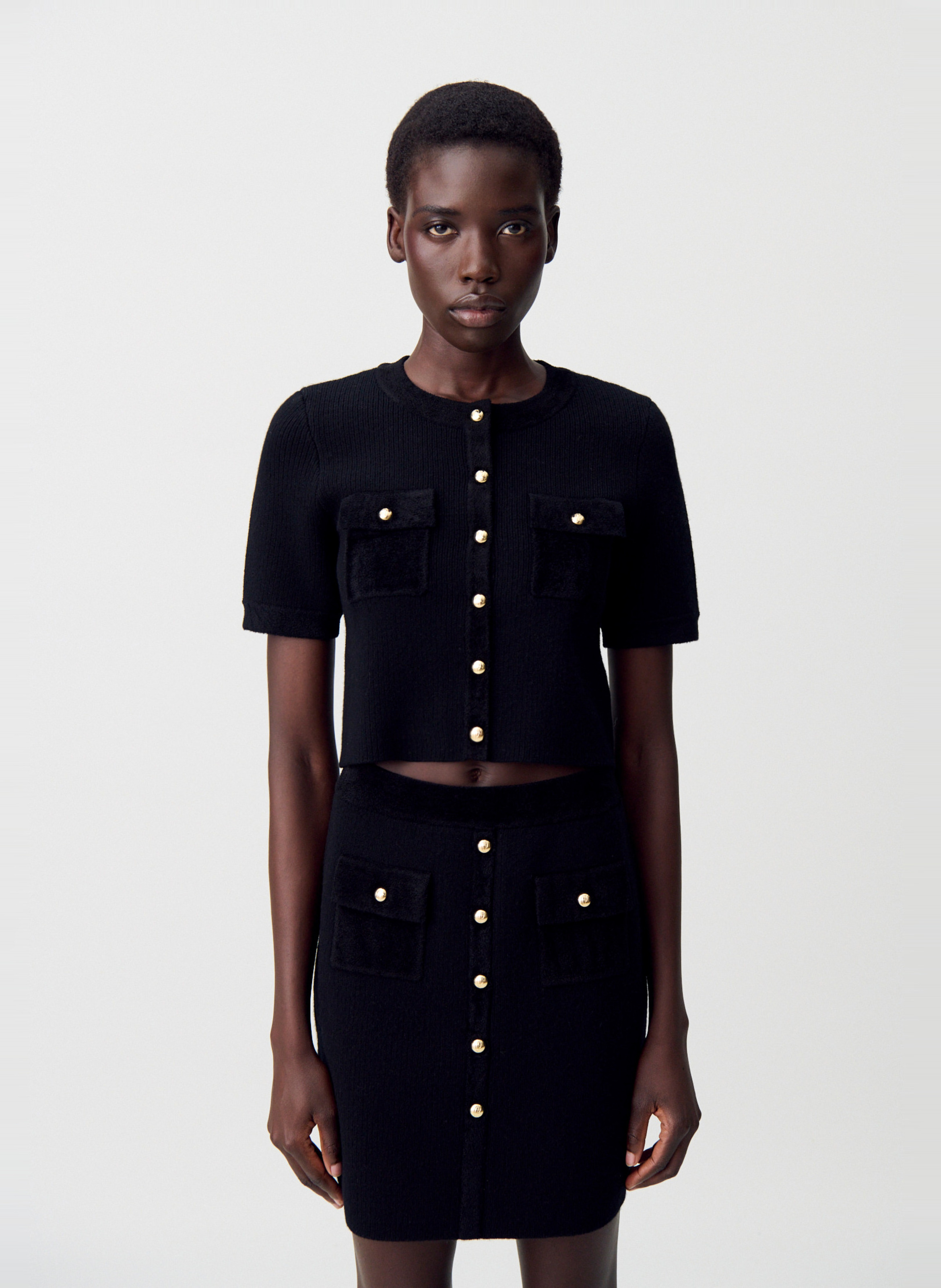 Cardigan boutonné en velours côtelé mano CLAUDIE PIERLOT Noir