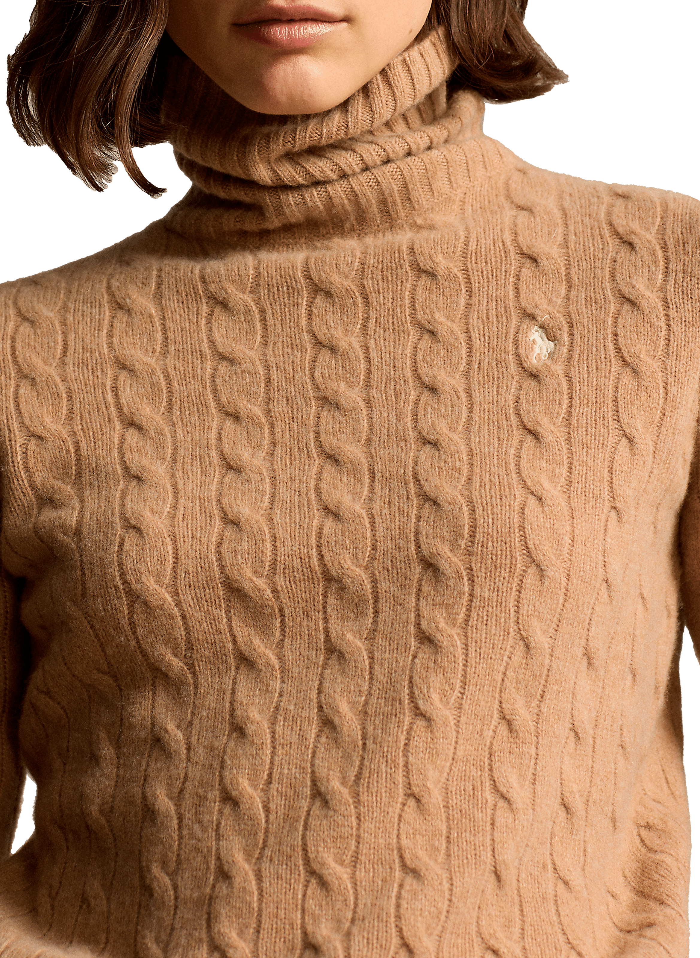 Pull col roulé en laine et cachemire  POLO RALPH LAUREN Marron