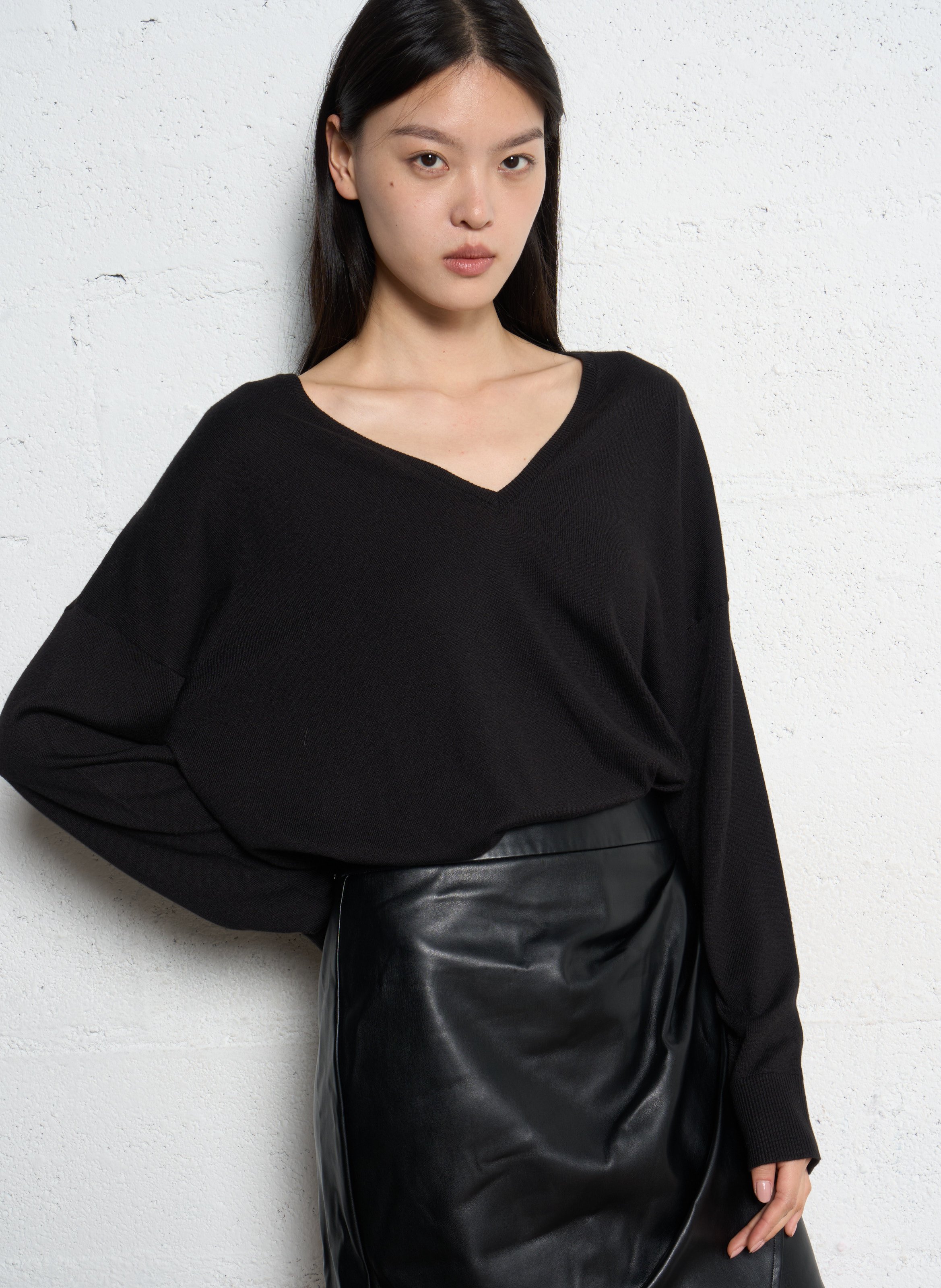 Pull ample uni manches longues IKKS Noir