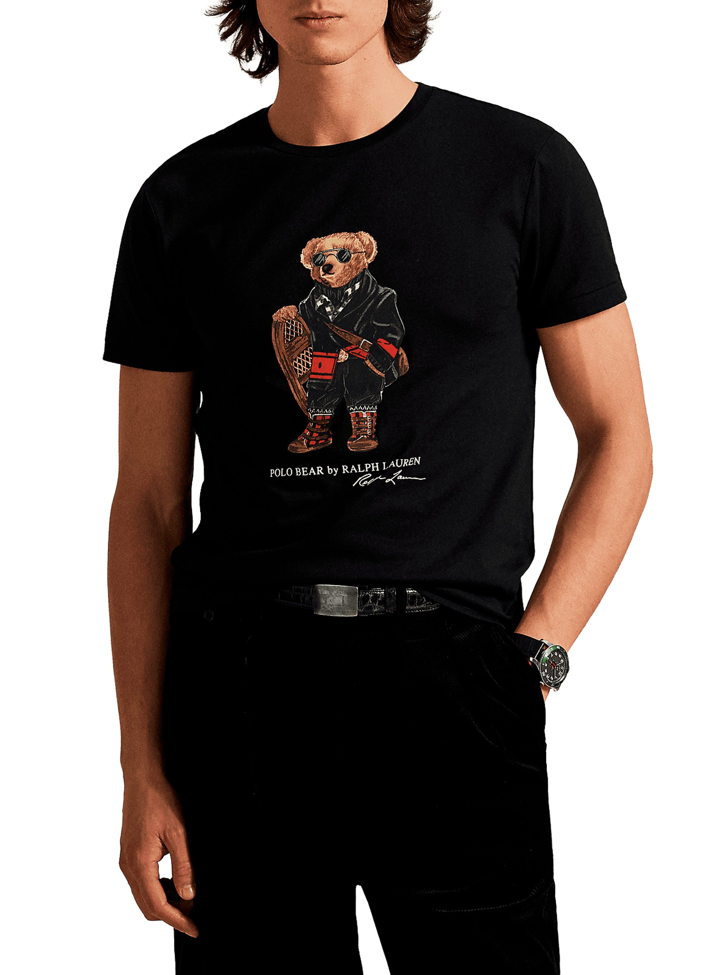 POLO RALPH LAUREN T-shirt col rond en coton Noir